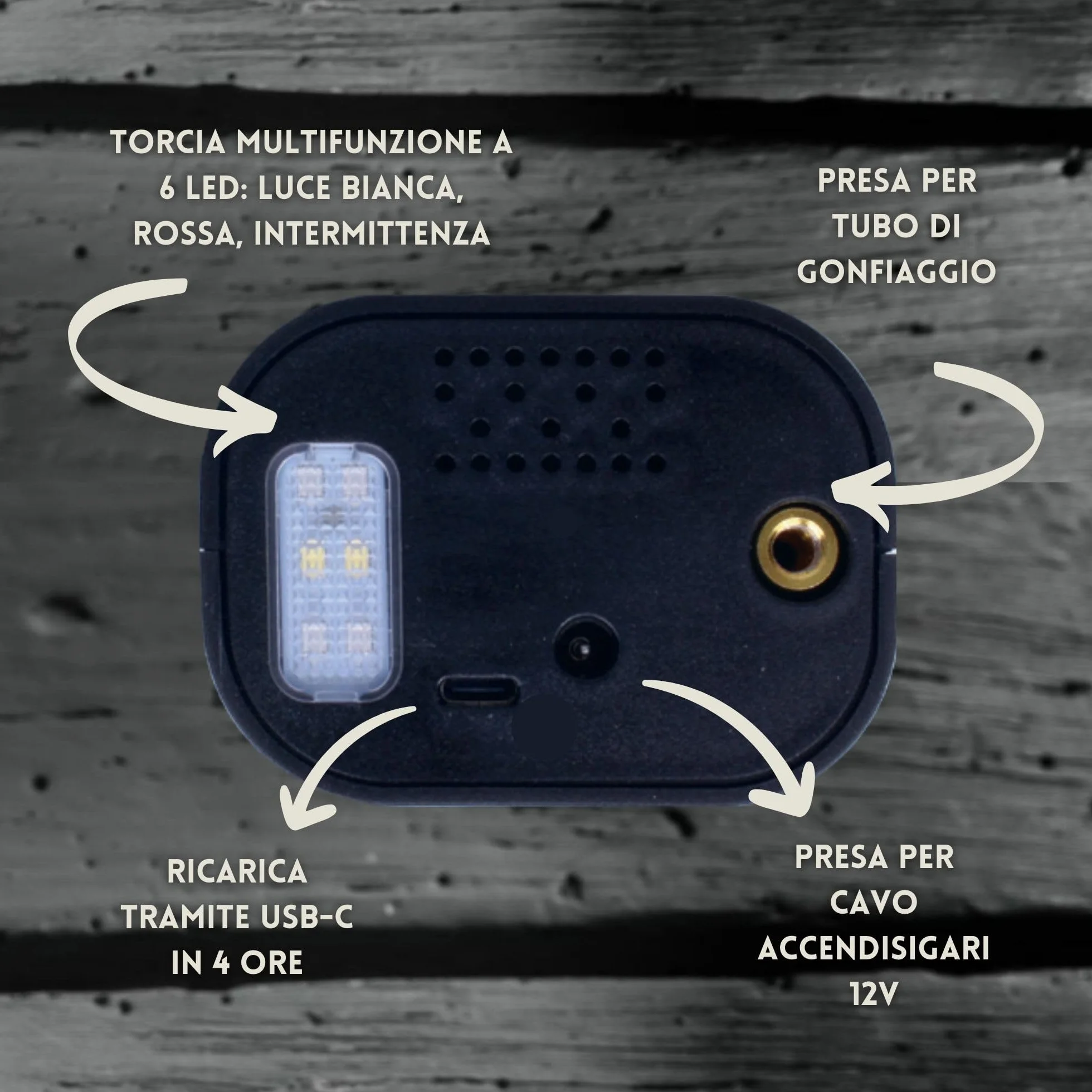 Goodyear Bezprzewodowy Kompresor 6000 mAh 5 w 1 Pompowanie Spuszczanie Powietrza Pomiar Ciśnienia Powerbank Latarka LED