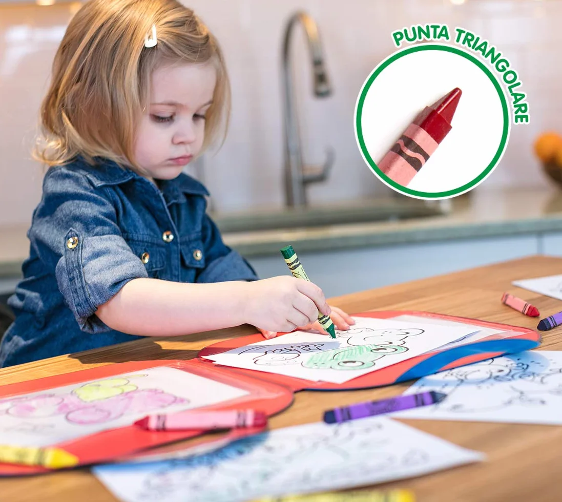 Crayola Mini Kids - Zmywalne Kredki Woskowe Maxi, Trójkątny Kształt, 16 Kolorów, Dla Dzieci od 12 Miesięcy, 52-016T