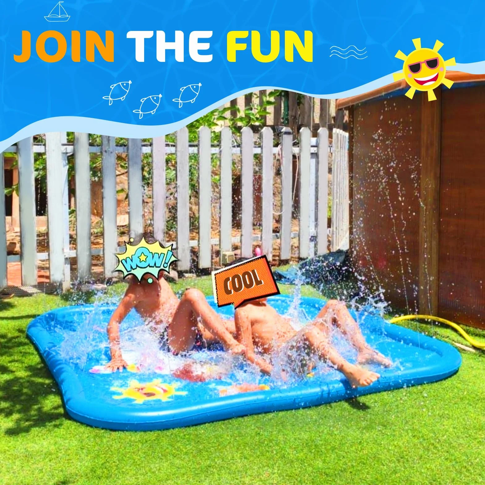 Peradix Splash Pad, 170 cm, mata do zabawy wodna, antypoślizgowa, mata do zabawy, na lato, do ogrodu, na zewnątrz, do ogrodu, na imprezę dla dzieci
