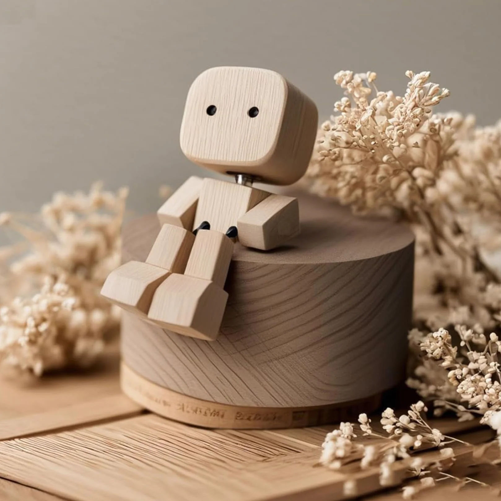 Shaking Wooden Man figurka z 12 wymiennymi wyrażeniami na desce rozdzielczej, dekoracja samochodu, akcesoria do wnętrza samochodu