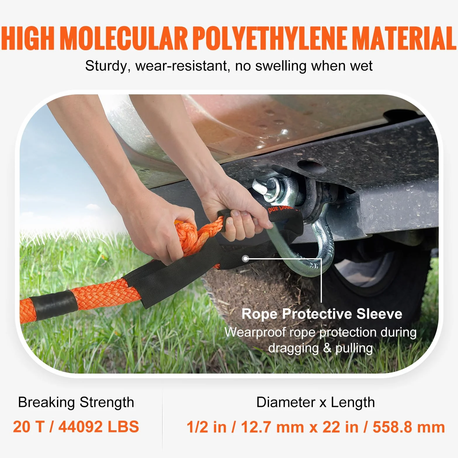 VEVOR Syntetyczna miękka szekla 20 ton 5.1 cm x 56 cm 2 sztuki kajdany holownicze do UTV ATV ciężarówek