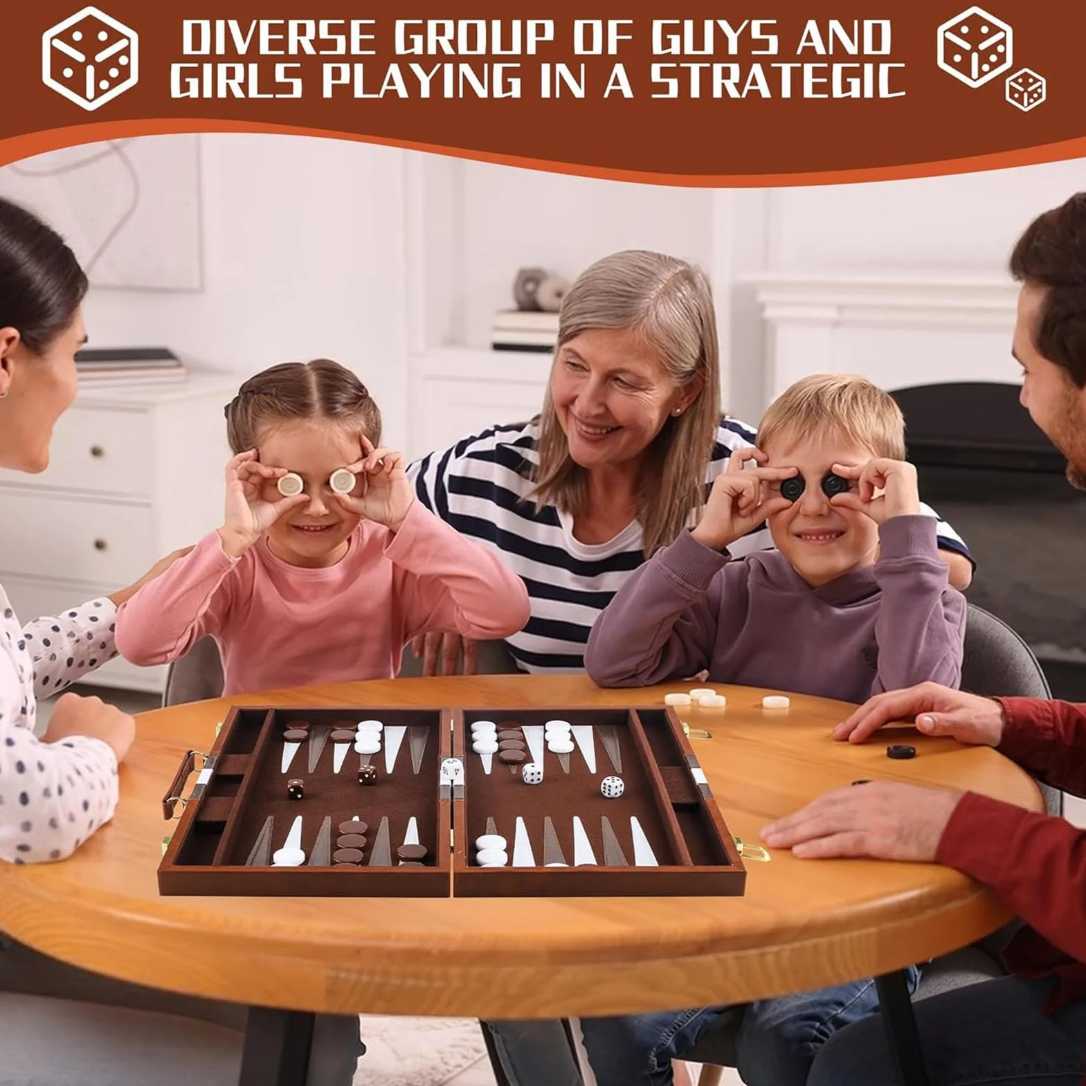 Backgammon drewniana walizka, dla 2 graczy, klasyczny zestaw podróżny do gry w backgammon z wysokiej jakości skórzanym pokrowcem, z kubkiem na kostkę, dla fanów kamperów i podróży