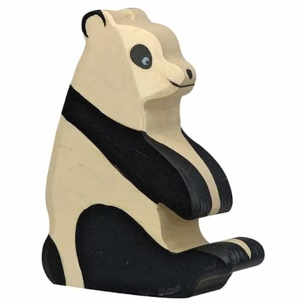 Pandabär, sitzend: ca. 10 x 2,8 x 12,5 cm, Holz, per Stück
