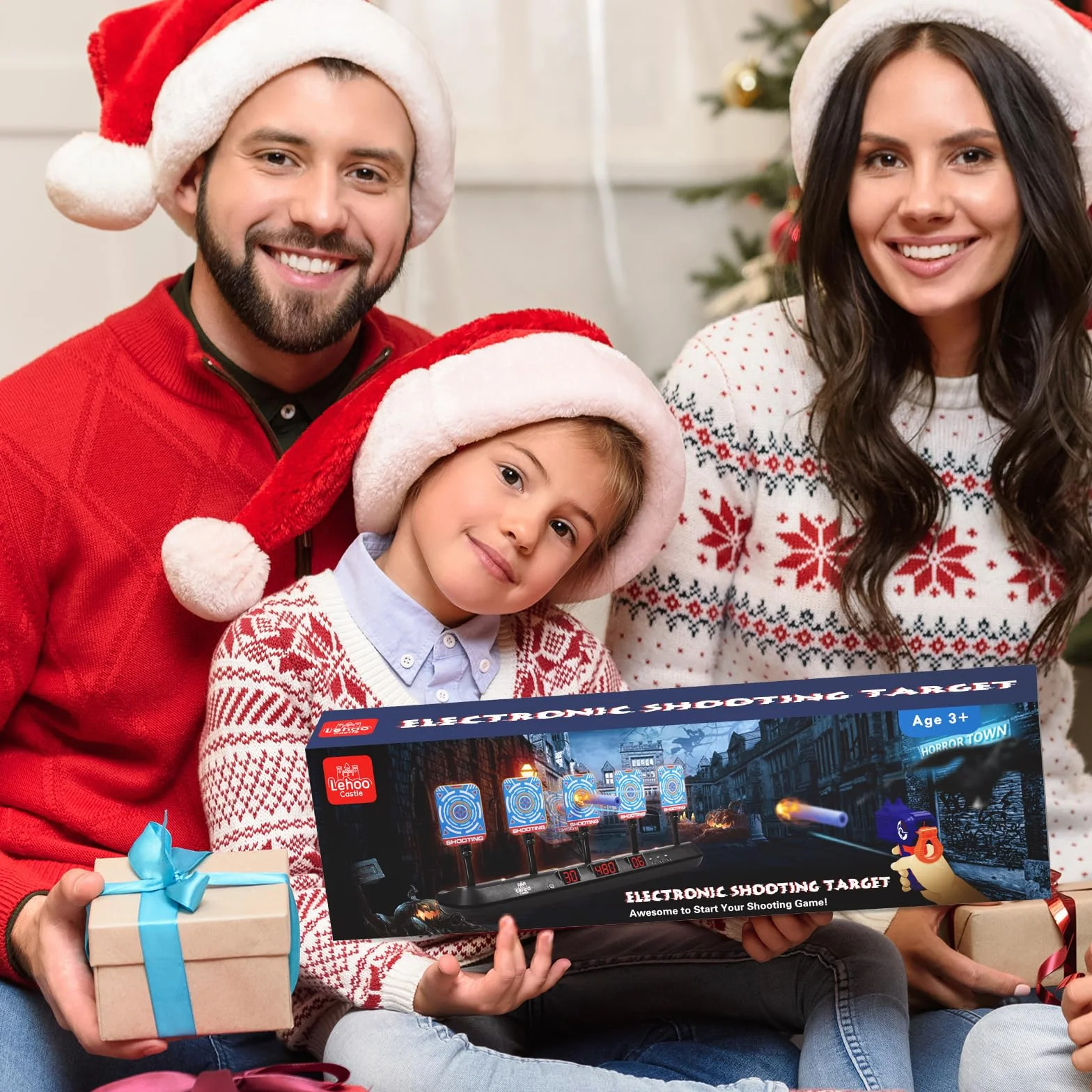 Lehoo Castle Elektroniczny cel do nerwów, elektroniczny cel do nerwów z 5 celami z 3 trybami, elektroniczna gra strzelecka z efektem świetlnym i dźwiękowym