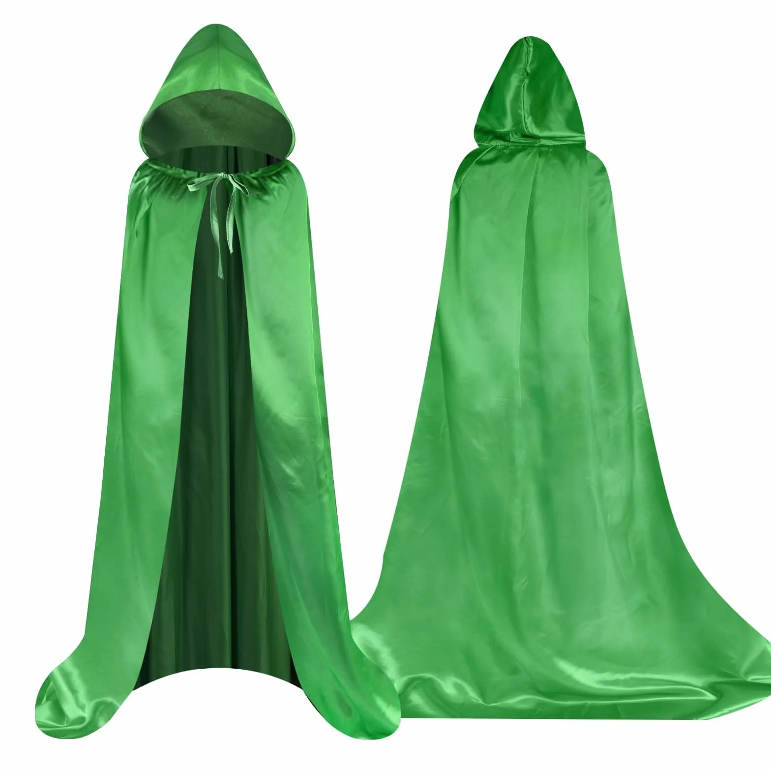 Aomig Czarna peleryna z kapturem na Halloween dla dorosłych, długa peleryna z kapturem, czarownica, akcesoria do cosplay, tajemniczy czarodziej, bajkowy, fantazyjny kostium, Halloween, maskarada