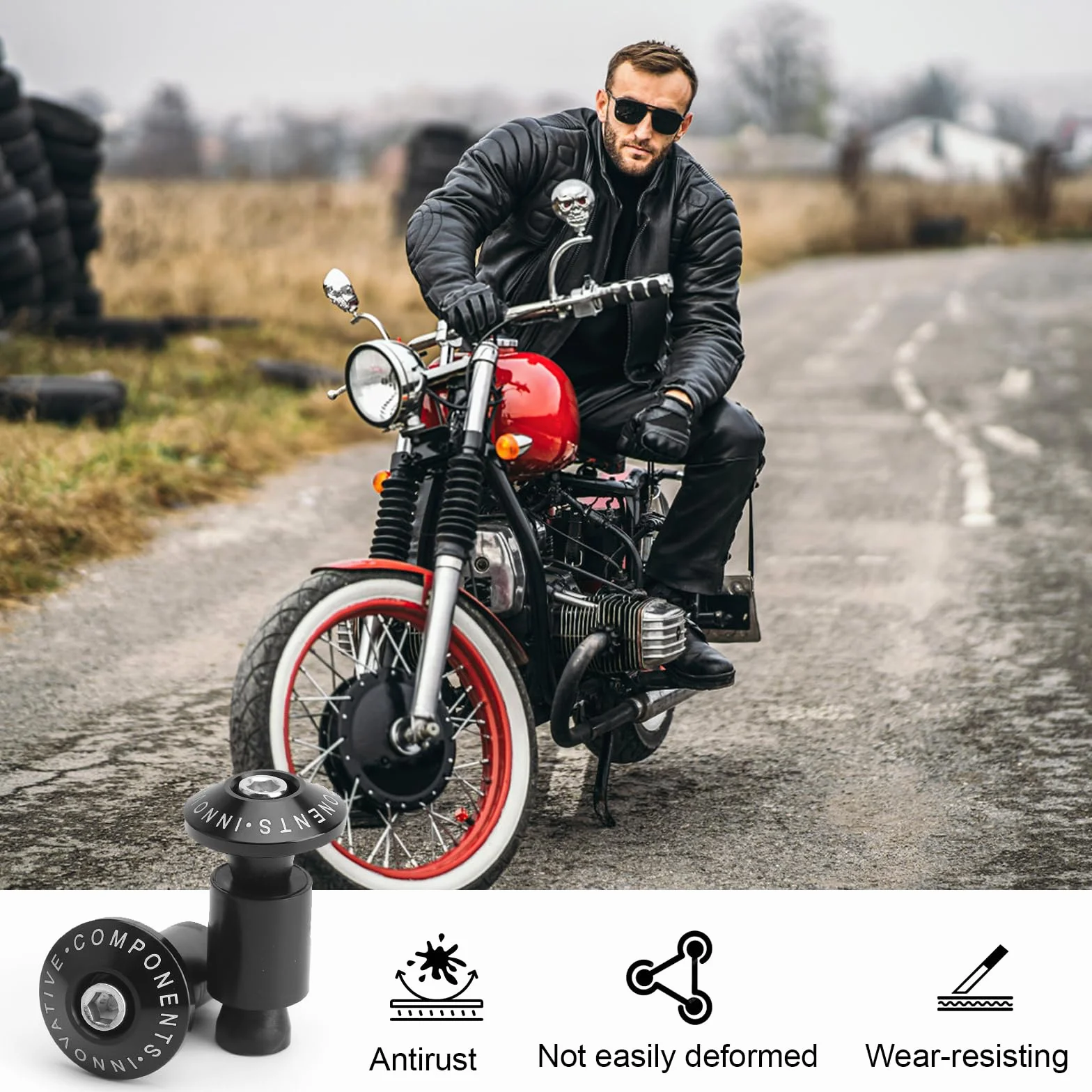 Uniwersalne aluminiowe końcówki kierownicy motocykla CNC 22 mm (7/8) ochrona przed wstrząsami