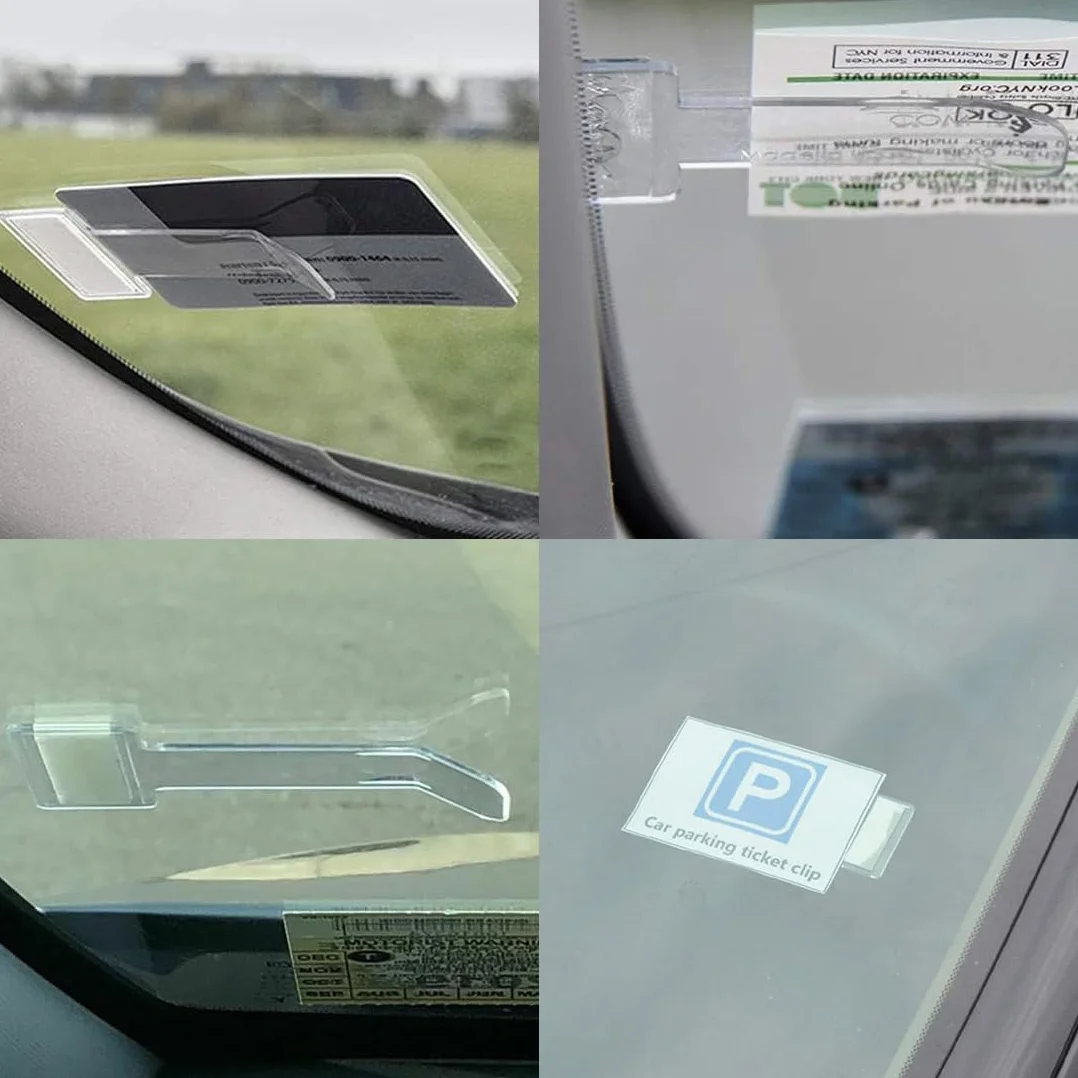Przezroczyste uchwyty na bilety parkingowe do samochodu, samoprzylepne klipsy do Easy Park Vignette