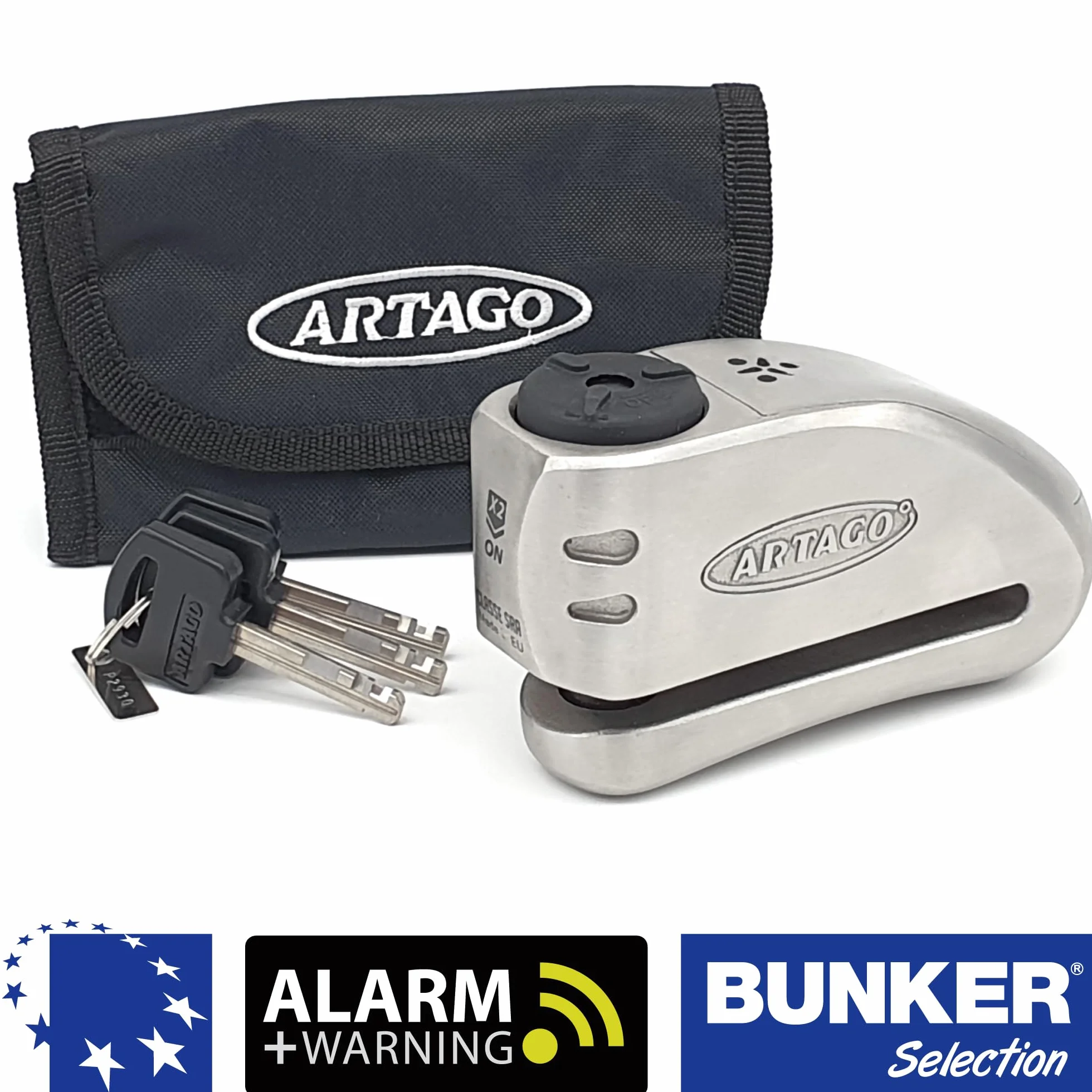 Artago 32 Blokadą Tarczy Hamulcowej Motocykl, Alarm Don't Touch 120 dB, Wysoka Jakość ø15 S.A.A. Zamek, Homologowany SRA, stal nierdzewna