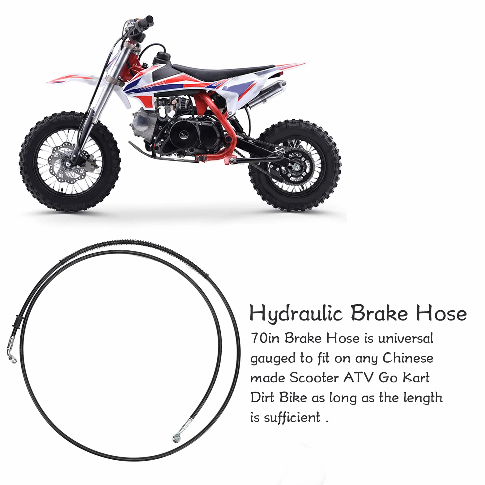 KIMISS Pleciony Wąż Olejowy Przewód Hamulcowy 2m do Taotao Gy6 150cc 50cc