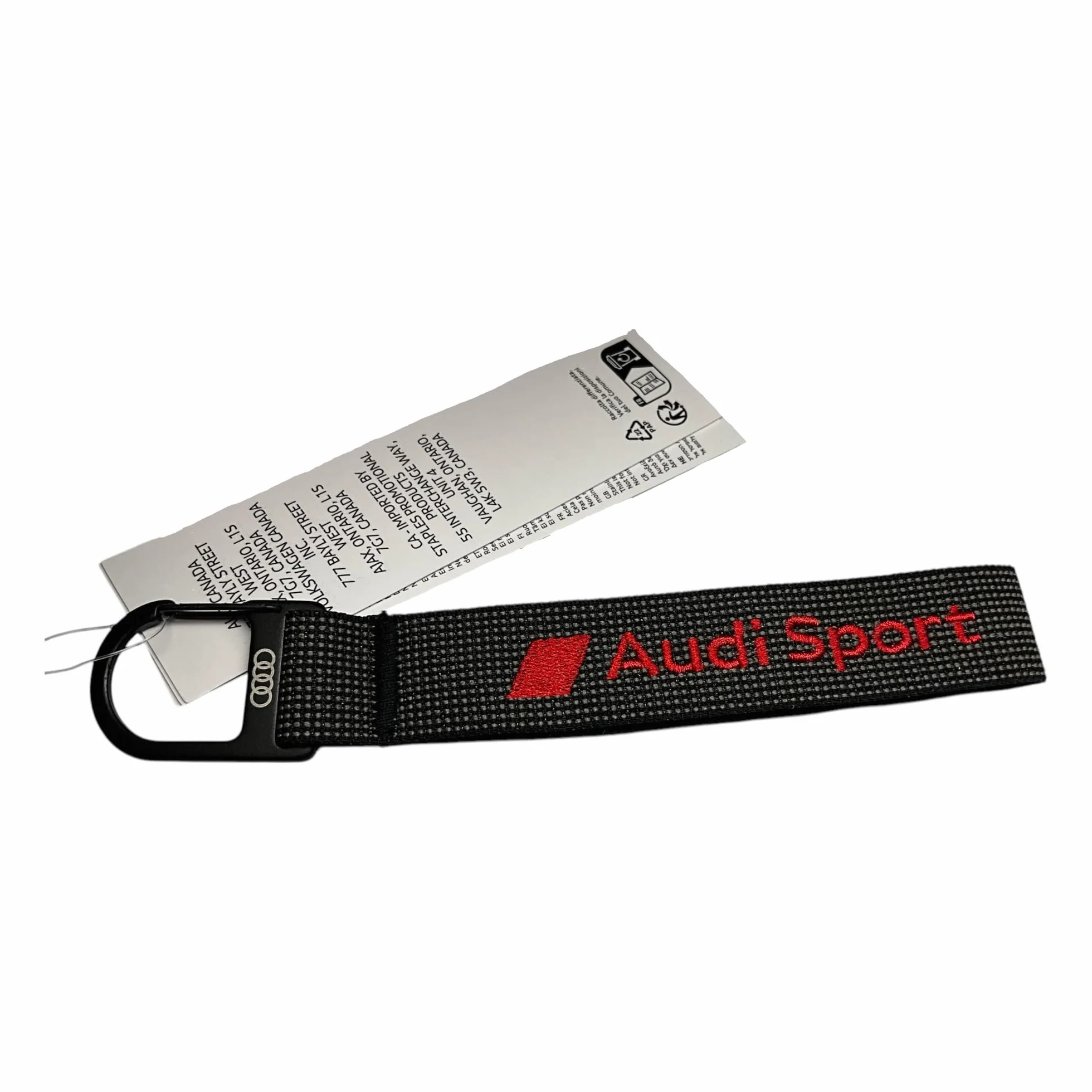 Audi breloczek do kluczy smycz na klucze romby logo karabińczyk czarny/czerwony 15 cm