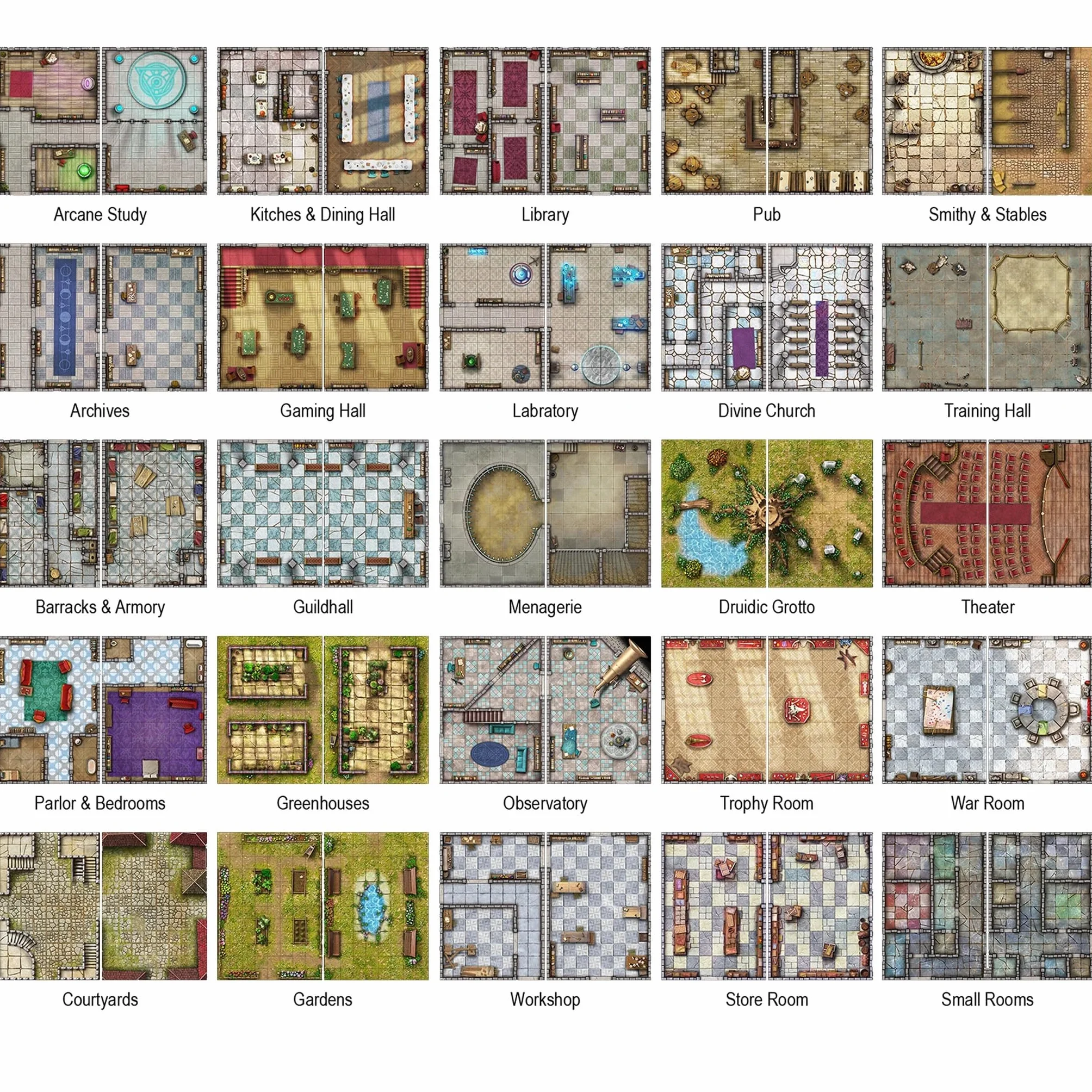 Loke BattleMats | Big Book of Battle Mats Bastions and Strongholds | Księga Map RPG do 5E i Fantasy | 1+ Graczy
