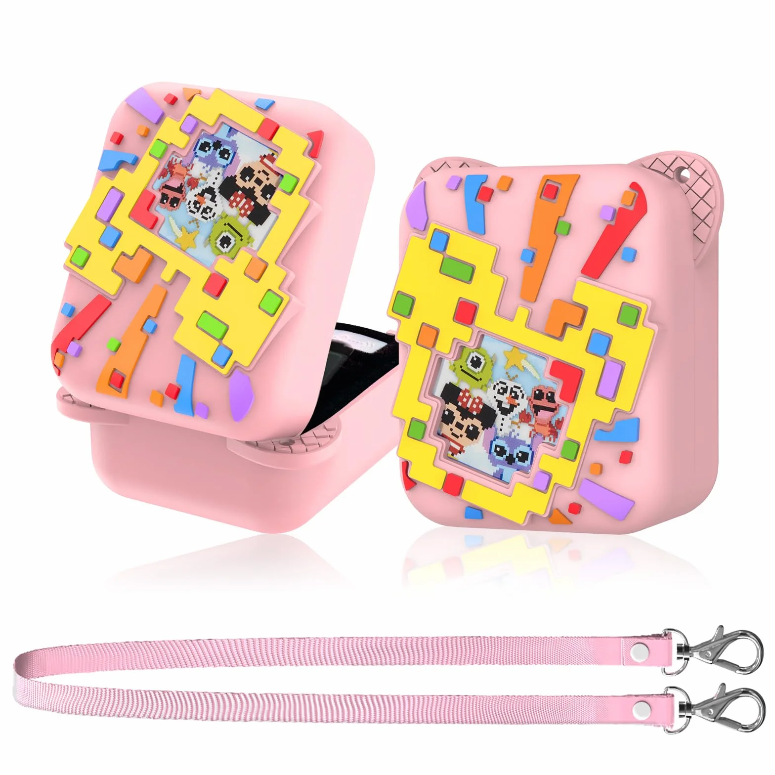 etui ochronne na bitzee Interactive Toy, antypoślizgowe i odporne na zarysowania silikonowe etui ochronne do interaktywnych akcesoriów do zabawek firmy Bitzee, ze smyczą (różowe)
