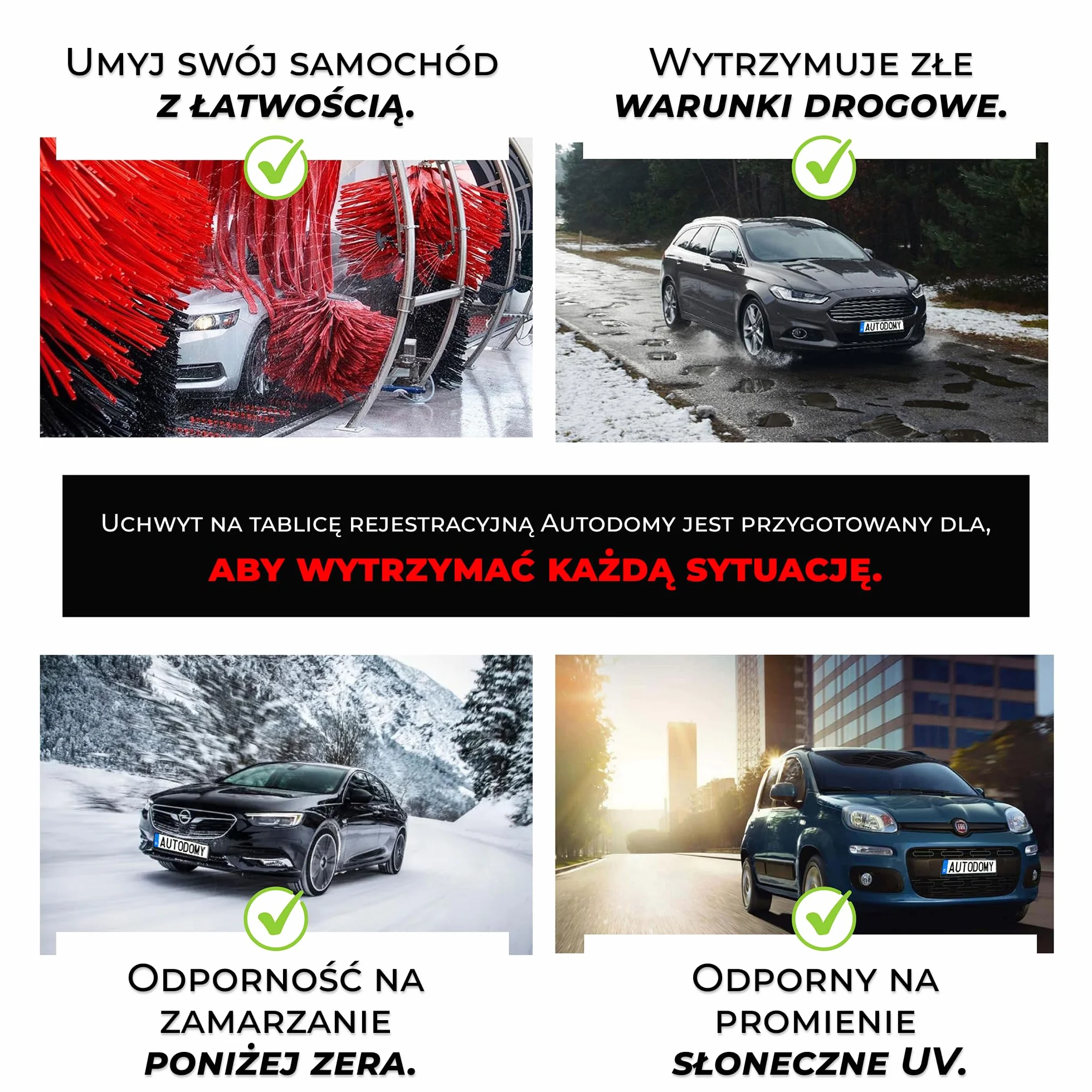 Autodomy Zestaw 2 Ramki na Tablicę Rejestracyjną 520x110 mm Homologowany Uchwyt