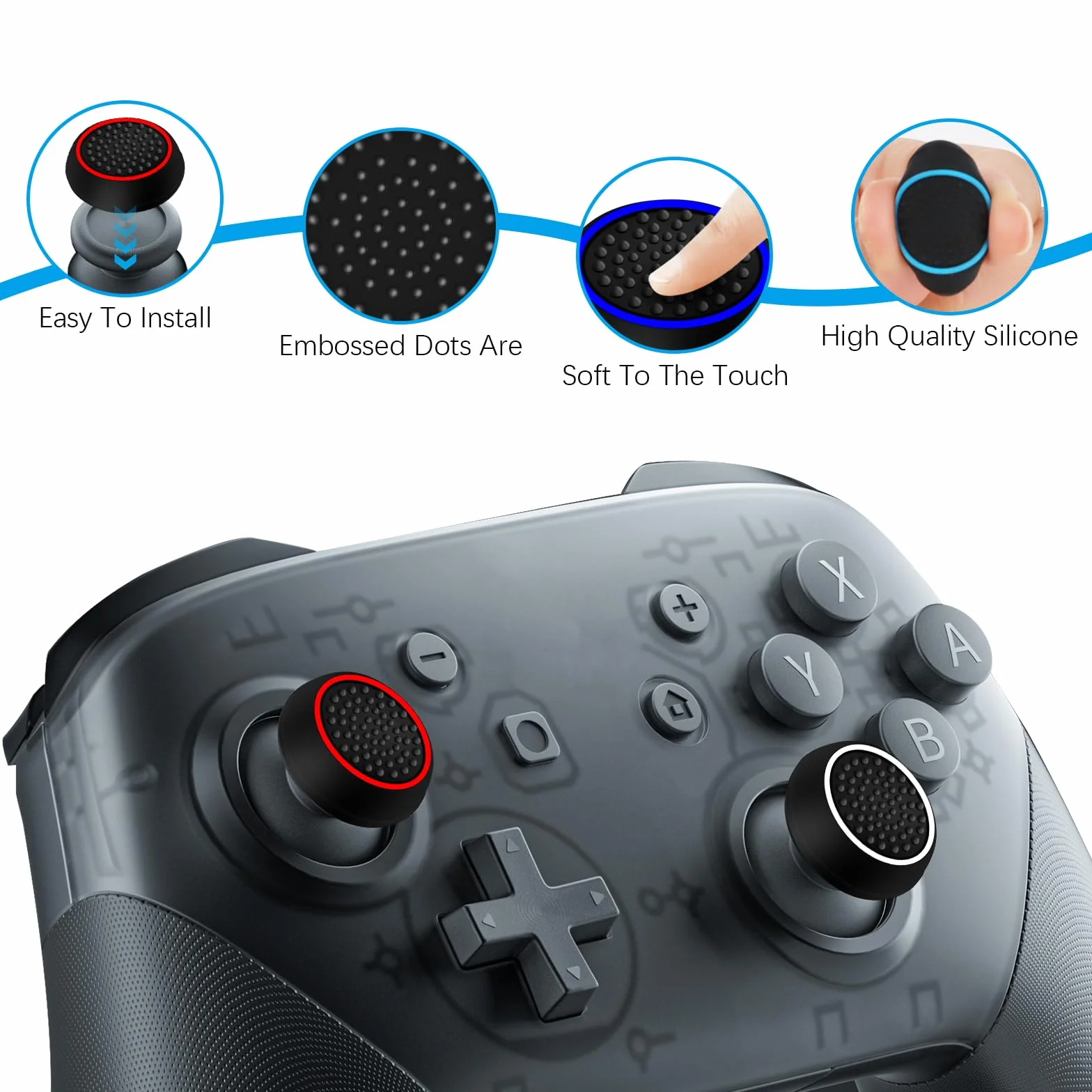 UKOFEW 20 sztuk silikonowych zaślepek na przyciski, osłona ochronna 2 cm, analogowa czapka z uchwytem na joystick, akcesoria do kontrolera, gumki do kontrolera Xbox One Series X/S (10 kolorów)