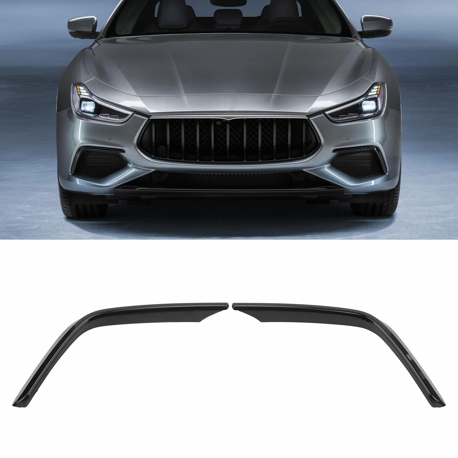 VOBor Nakładki Na Wargi Zderzaka Przedniego Błyszcząca Czarna Kratka Pasek Pokrywa Osłonowa Spoiler Zamiennik Dla Maserati Ghibli S Q4 GranSport M157