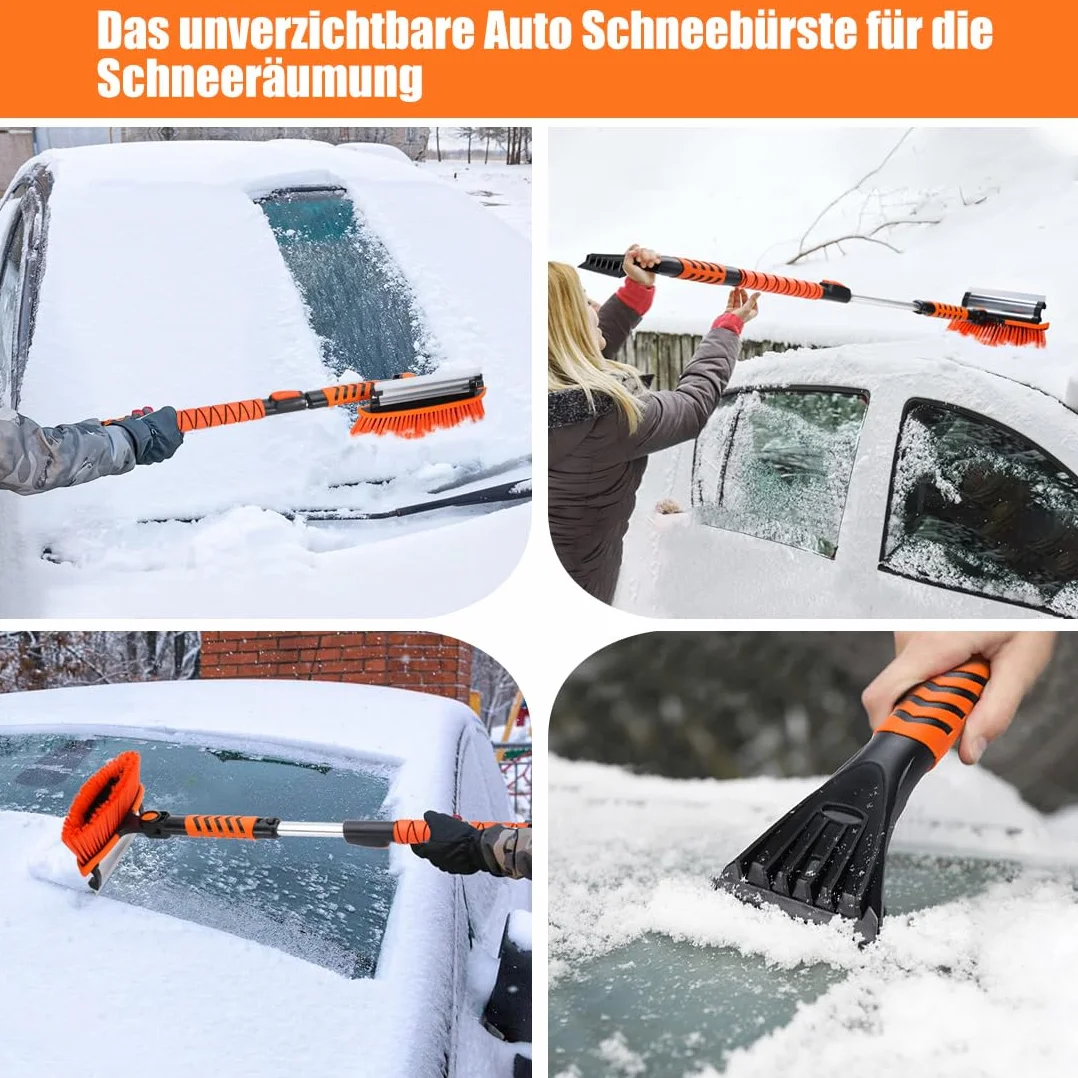 Skrobaczka do lodu 3 w 1 107 cm, zdejmowana szczotka do śniegu z raklą, obrotowa głowica