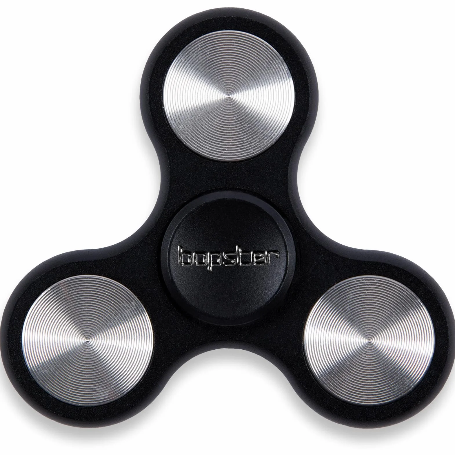 bopster Metalowy spinner, ręczny spinner, Tri-Fidget, dla dzieci i dorosłych, czas wirowania 4+ minut, 73 g, gładka zabawka biurkowa do radzenia sobie ze stresem, koncentracji, kolor czarny