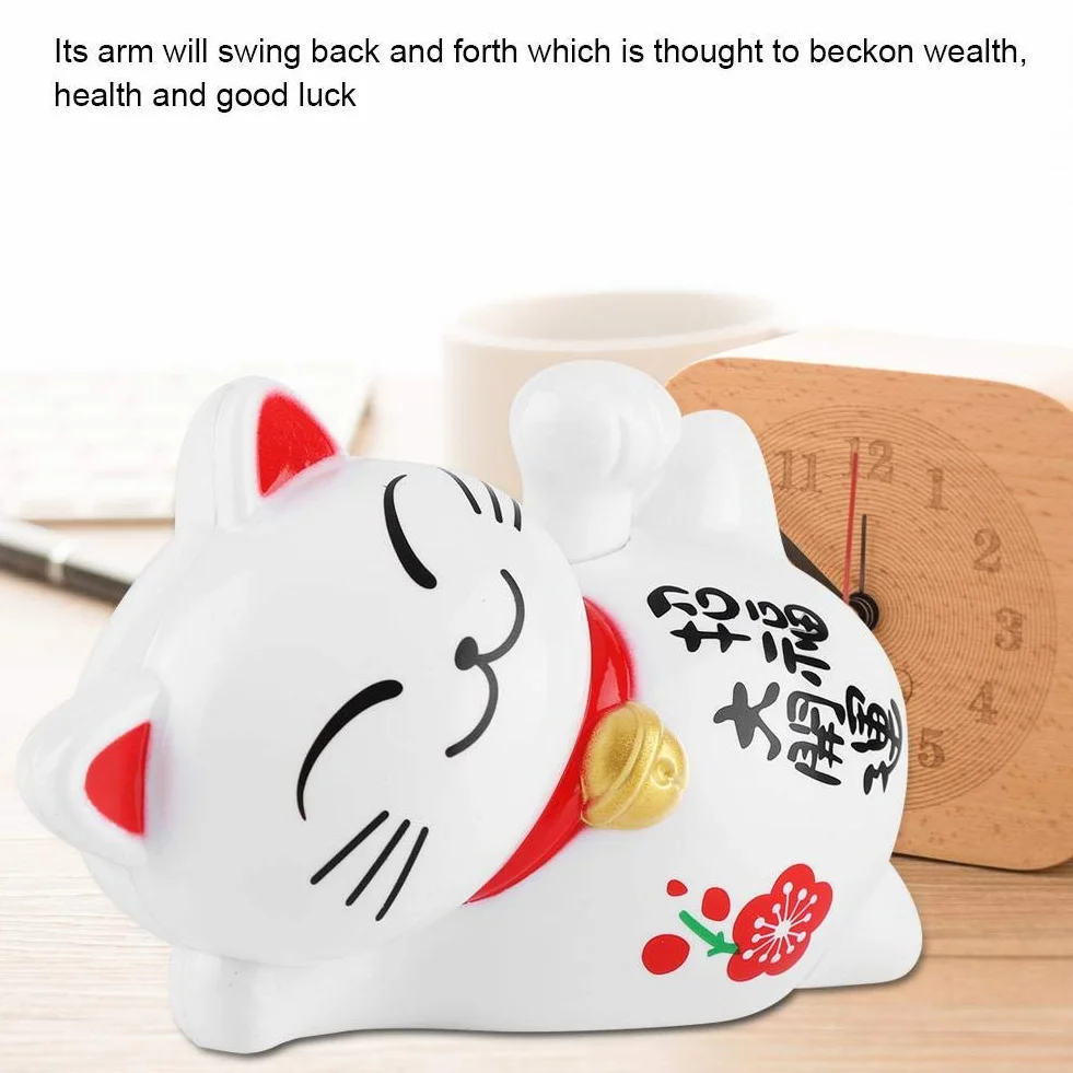 Zasilany energią słoneczną uroczy machający kot żywy i piękny chiński kot Maneki Neko bogactwo szczęście kot fengshui szczęśliwy kot wahadłowe ramię do dekoracji recepcji, samochodu, otworów