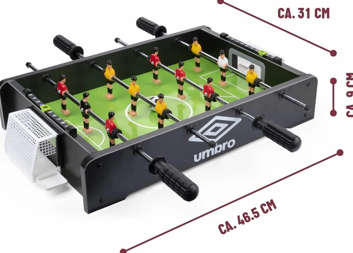 Umbro Stół do gry w piłkarzyki - z 12 graczami - w zestawie 2 piłki do gry w piłkarzyki - czarny