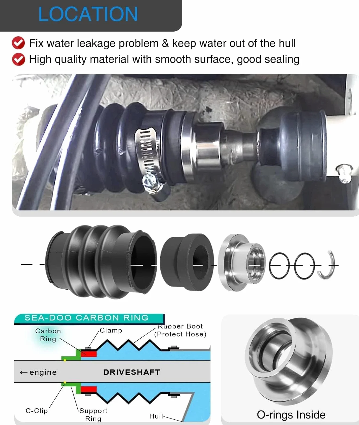 Do Sea Doo Carbon Seal Drive Line Rebuild Kit Boot 717 720 787 800 951 SPX XP GTX GSX