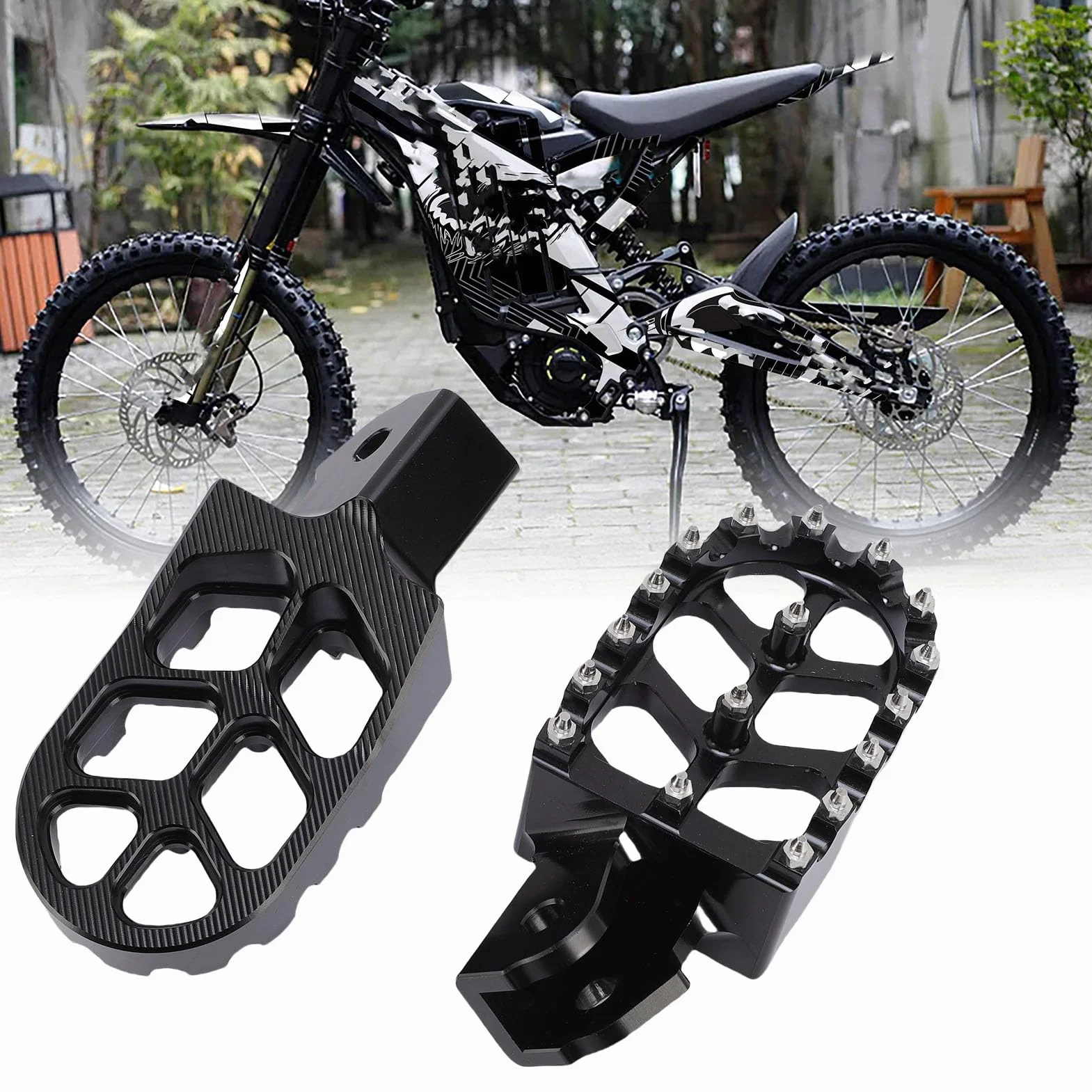 Yosoo Podnóżki Motocyklowe, 1 Para Stopki 7075 Stop Aluminium Dirt Bike z Zestawem Montażowym dla Surron Light Bee X, X260, CRF150F 2003-2019 (BLACK)