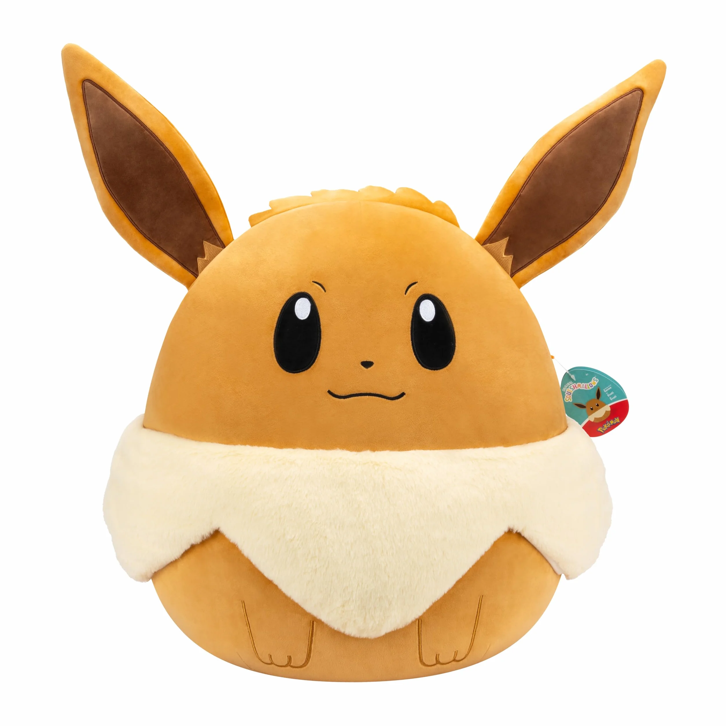 Pokemon Squishmallows - 50 cm Eevee - 20" inch brown/white stuffed plush toy - official Pokémon toy for children 2+ years.