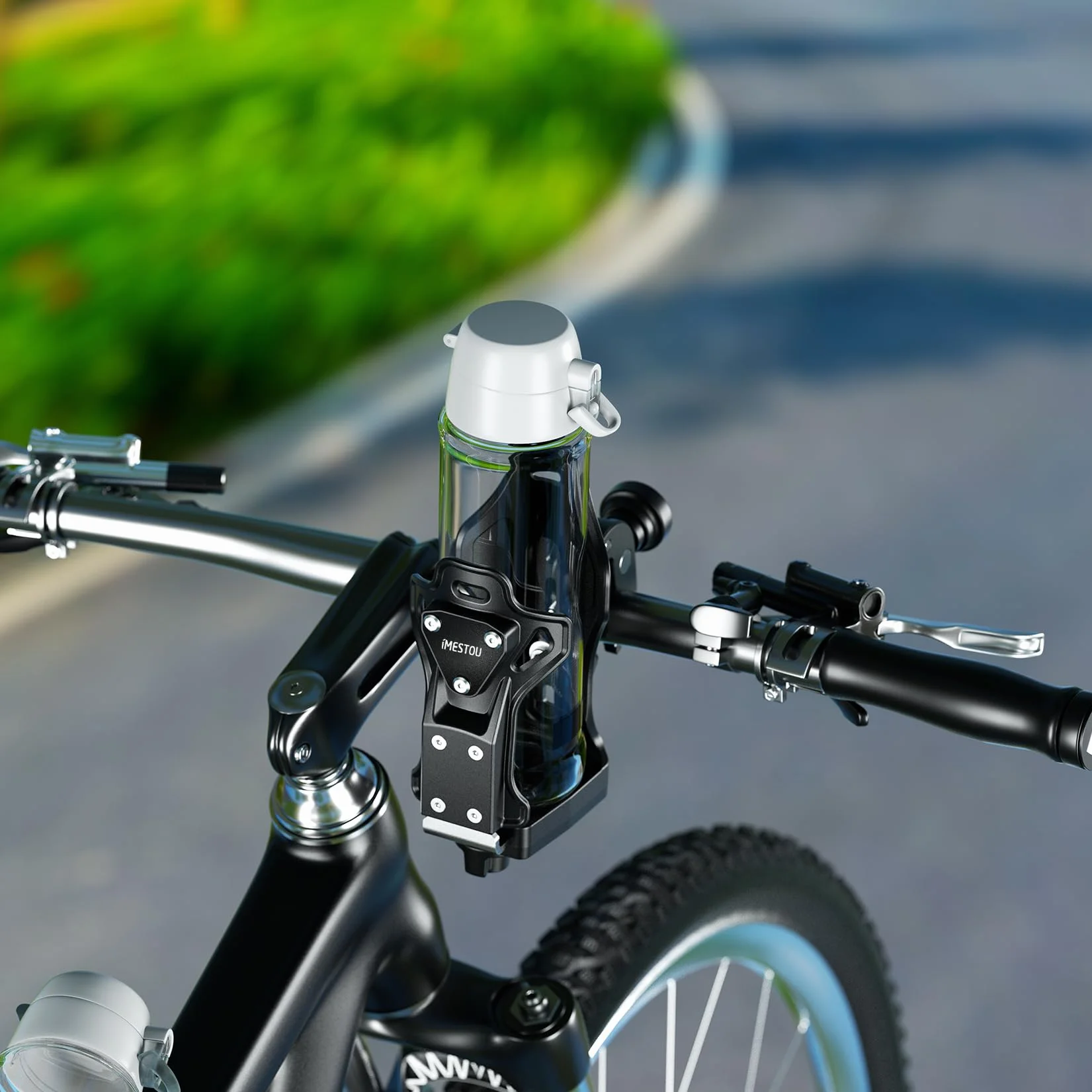 iMESTOU Antykradzieżowy uchwyt na kubek motocyklowy, uchwyt na butelkę na wodę ATV kompatybilny z 50-90 mm średnicy. Butelki na napoje, odpowiedni do wózka rowerowego i ATV...