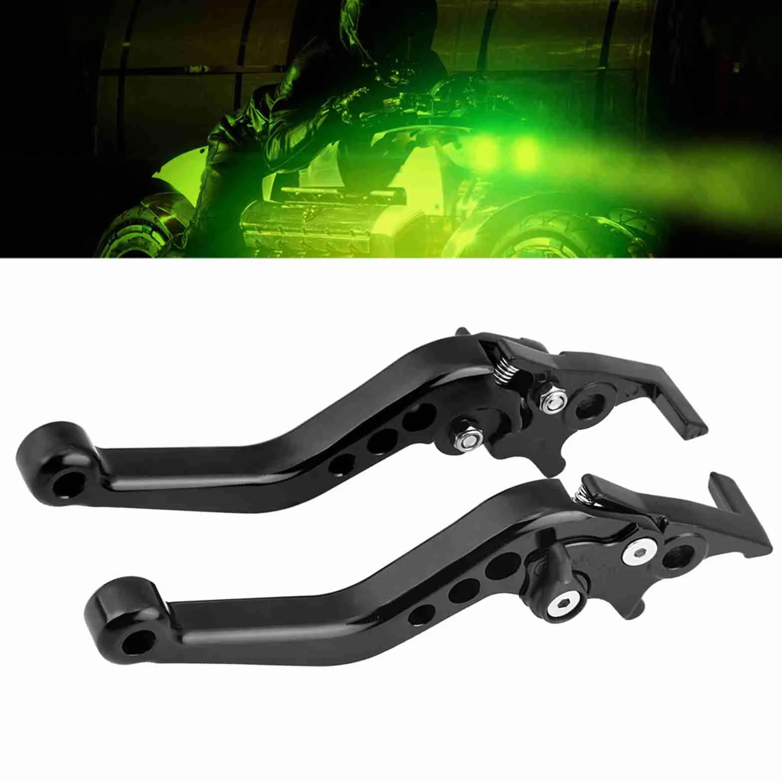 Podwójna dźwignia hamulca tarczowego ze stopu aluminium CNC uniwersalna do motocykla skuter (1 para, czarny)