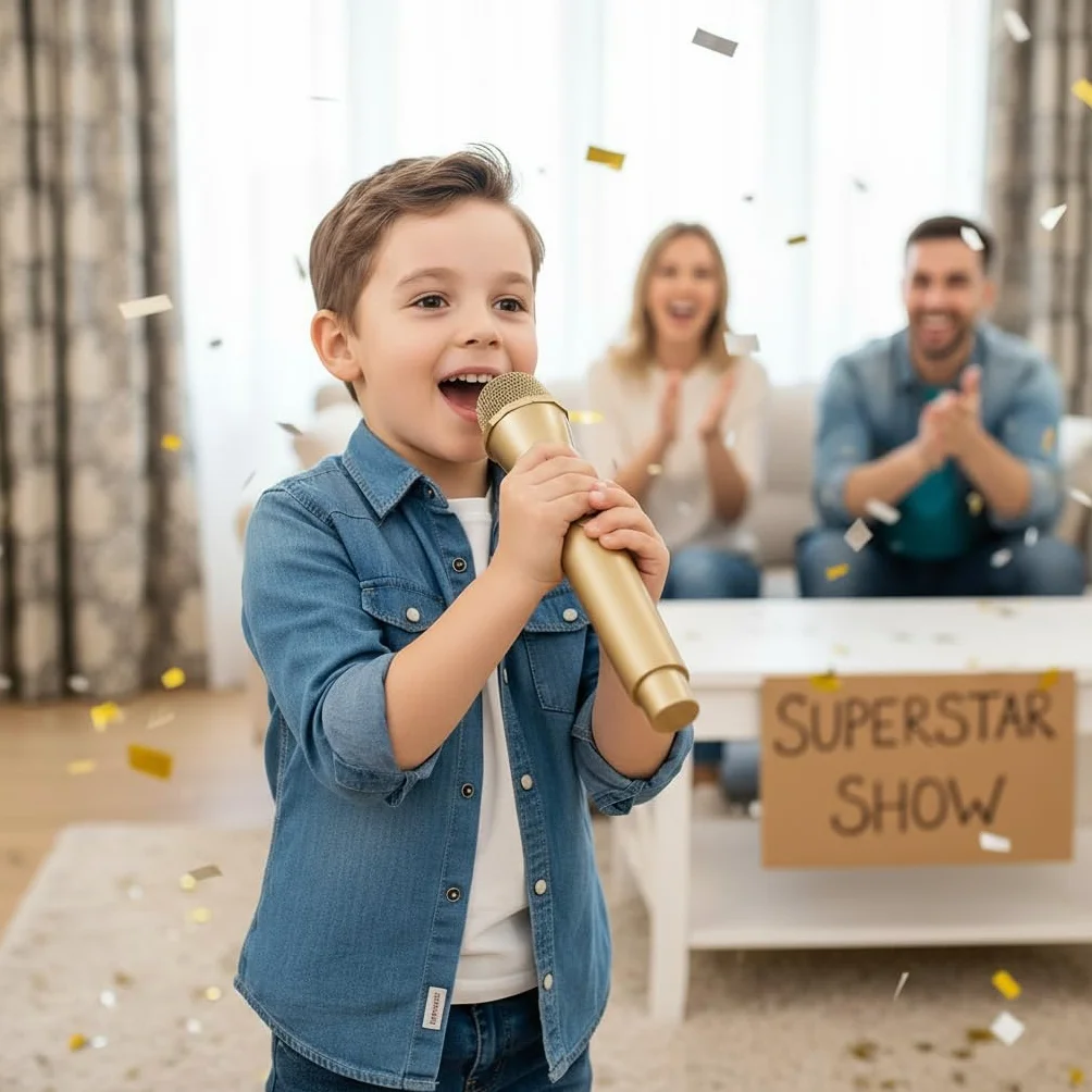 Mikrofon Zabawkowy, Realistyczny Rekwizyt Plastikowy Scenarny Mikrofon na Karaoke lub Upominkowy Rekwizyt