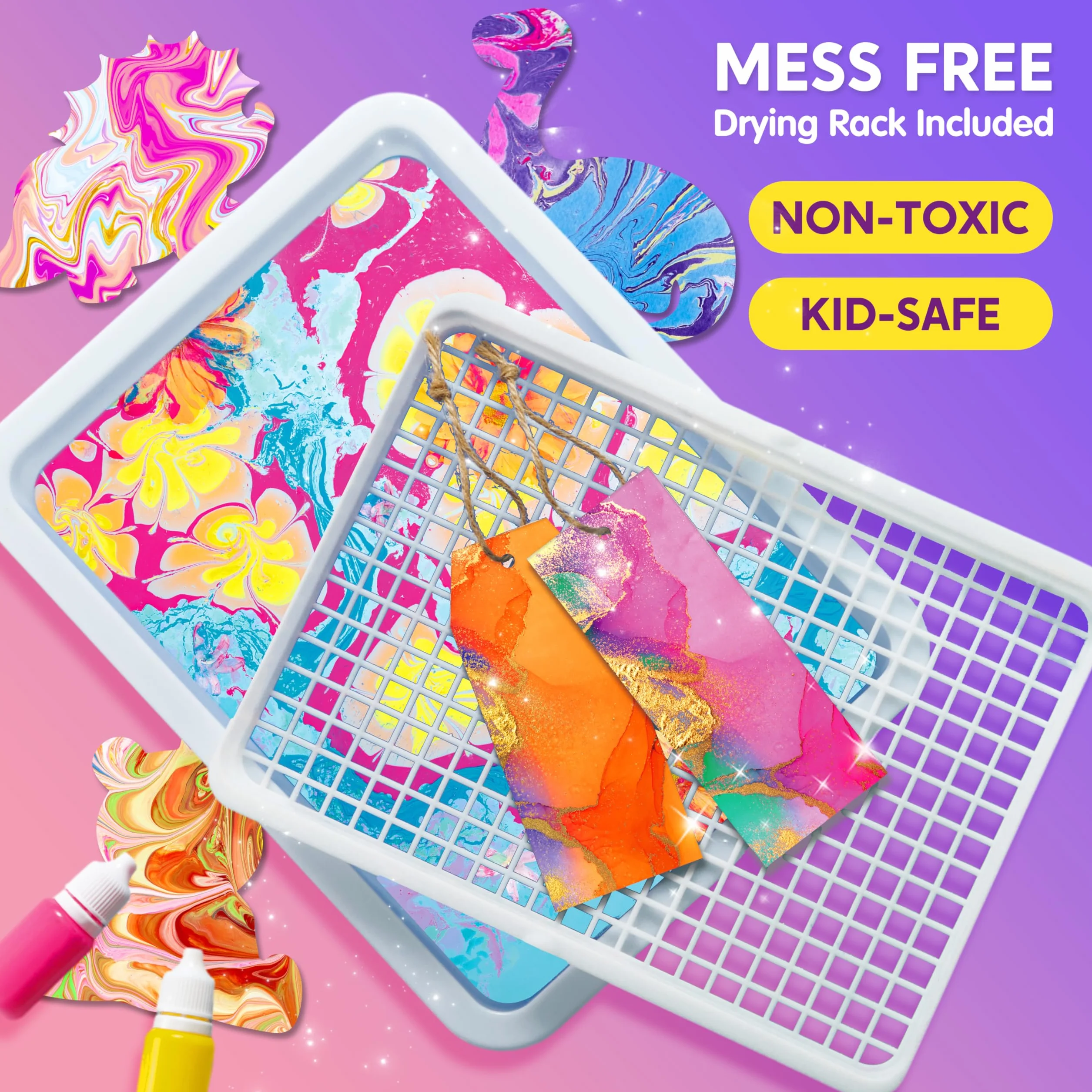 Klever Kits Farba do malowania marmurkami wodnymi dla dziewcząt 6-12 lat, Magic Marbling Paint Art, zestaw do rzemiosła artystycznego