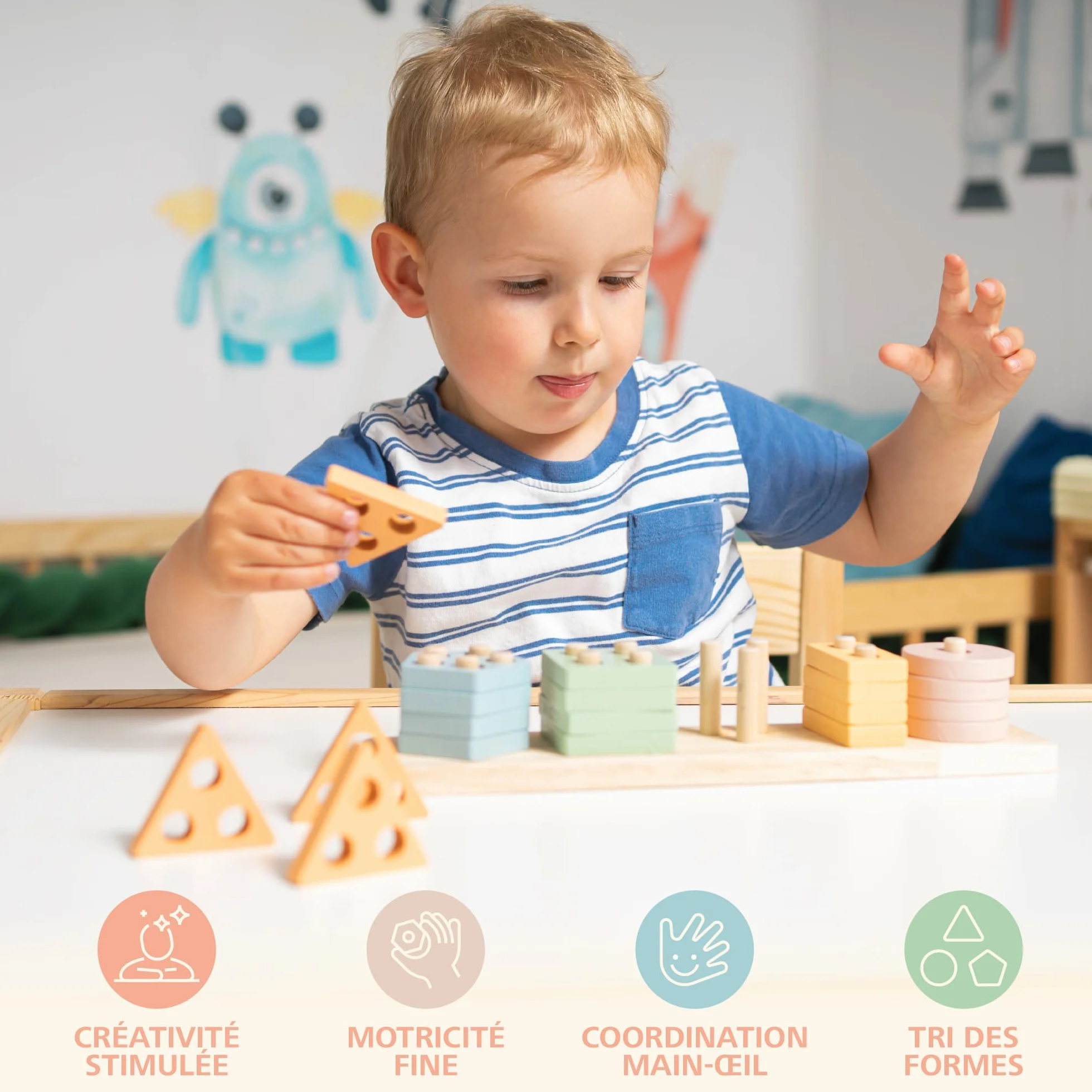 Sweety Fox Zabawki Montessori do Układania i Sortowania 1 2 3 Lata - Zabawka Aktywności i Rozwoju z Pastelowymi Kolorami Drewna - Zabawki Montessori dla Maluchów 1 rok