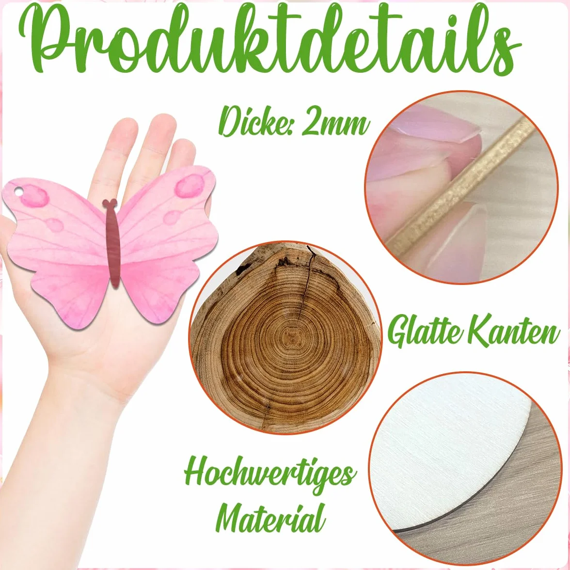 57 sztuk zestawów do majsterkowania dla dzieci, motyle, kwiaty, ptaki, drewniane zawieszki do malowania, na urodziny dziecka, do majsterkowania, dla dziewczynek, kreatywne zestawy z pisakiem
