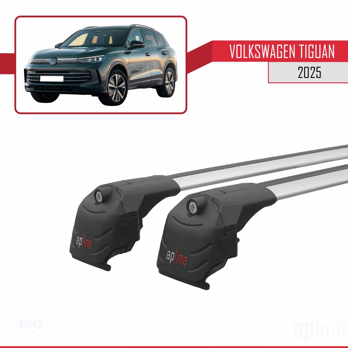 Kompatybilny z Volkswagen Tiguan (CT1) 2024-2026 ACE-2 Model Aluminiowe poprzeczki dachowe Szary 2 szt.