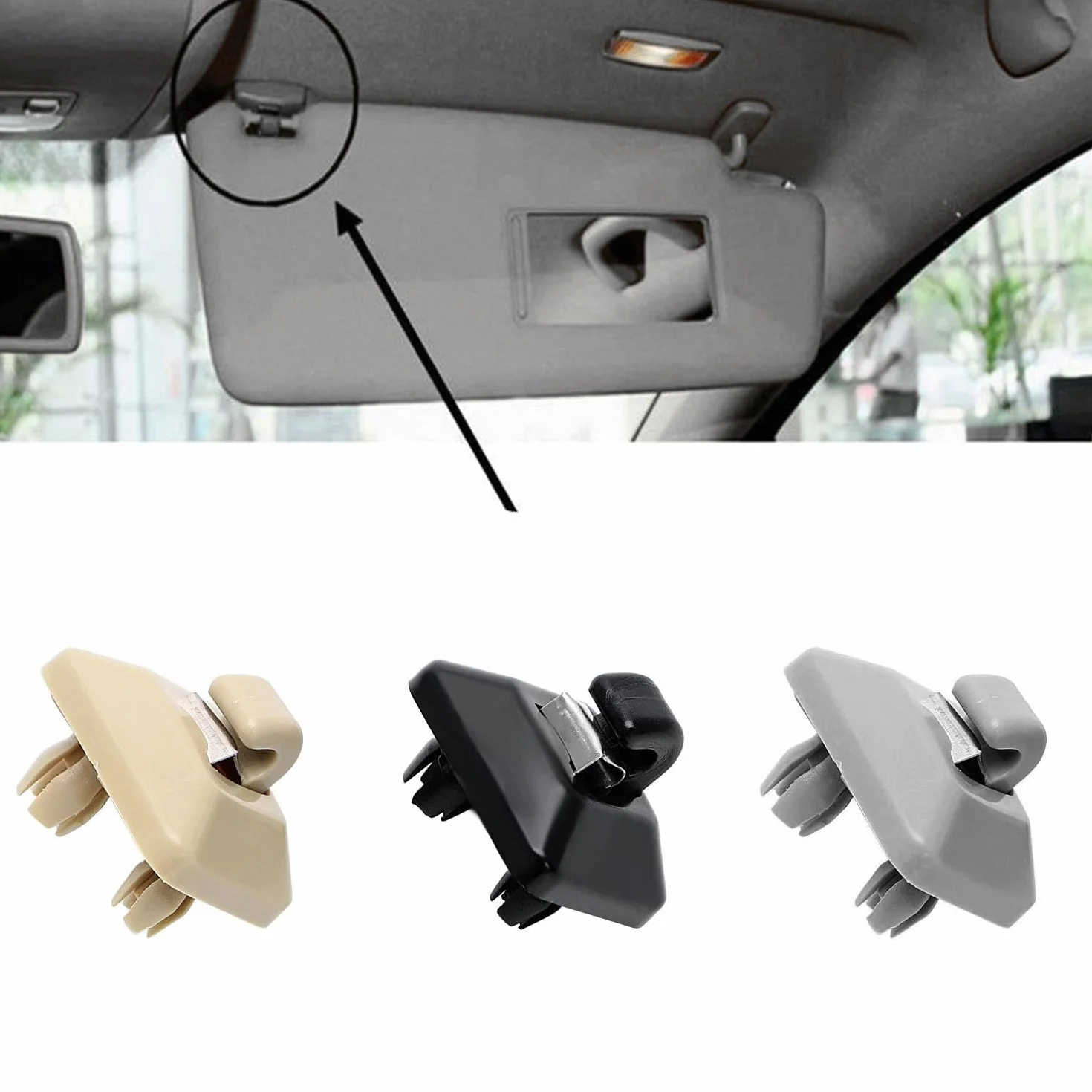2 sztuki uchwytów na osłonę przeciwsłoneczną kompatybilne z Audi A1 A3 A4 A5 Q3 Q5 (8E0 857 562) A7 B6 B7 B8 S4 S5, szare