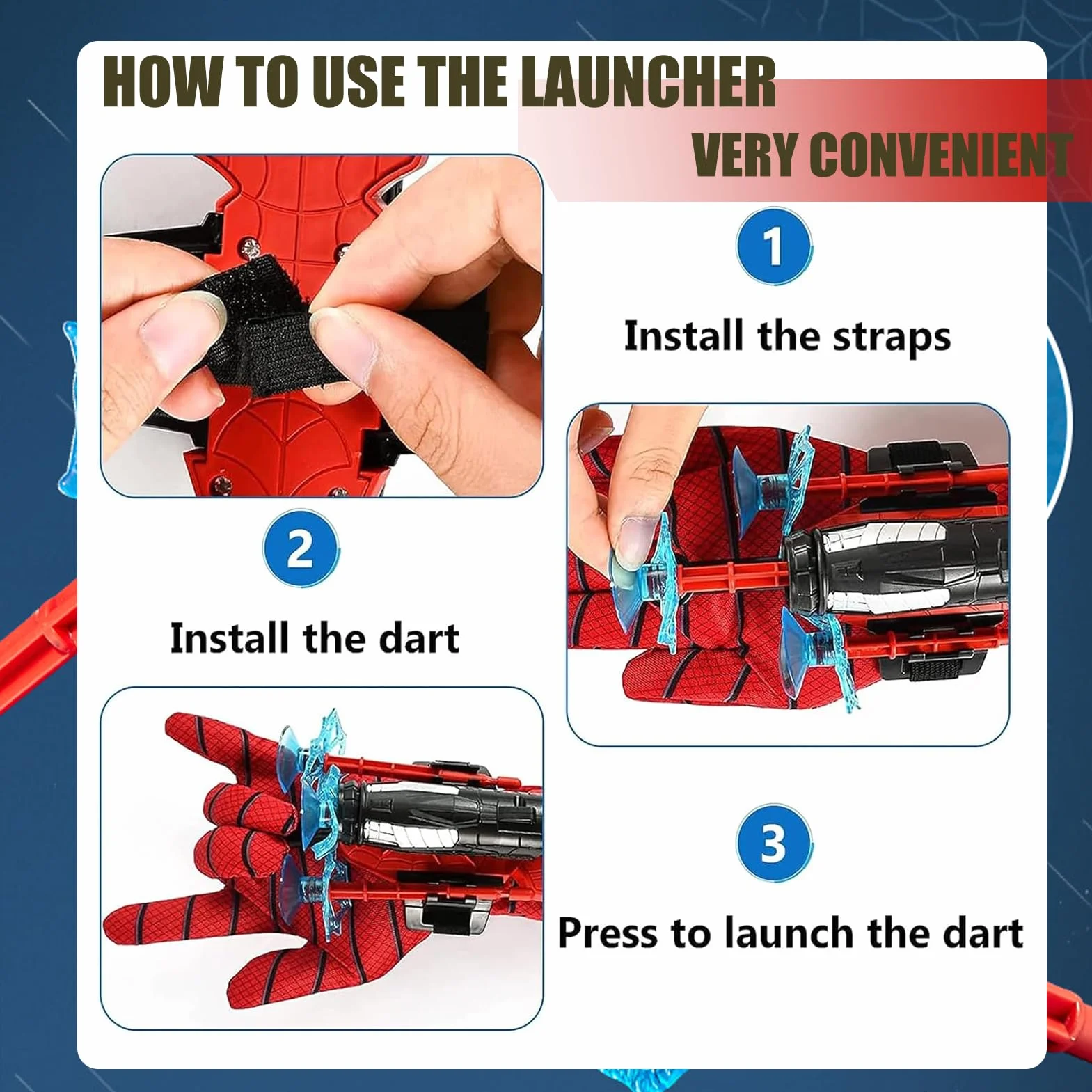 Super Spider Launcher, zestaw 2 rękawic dla dzieci, pająk bohater, rękawice Spiderman, Web Shooter, zabawka na nadgarstek, zestaw zabawek do cosplay