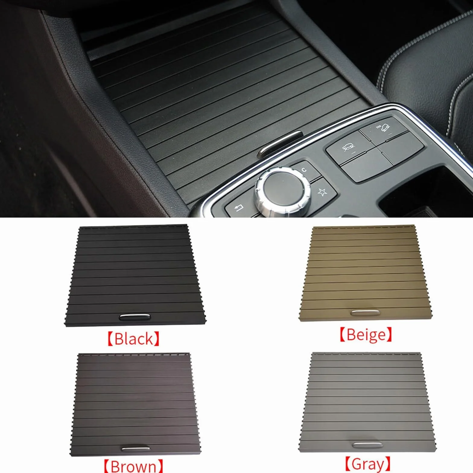Armsteun Richter Bush Pasuje do Mercedes Benz ML GL GLE GLS ML300 350 W166 W292 Uchwyt na kubek konsoli samochodowej Przesuwana osłona Osłona środkowa rolety(Model A Beige)