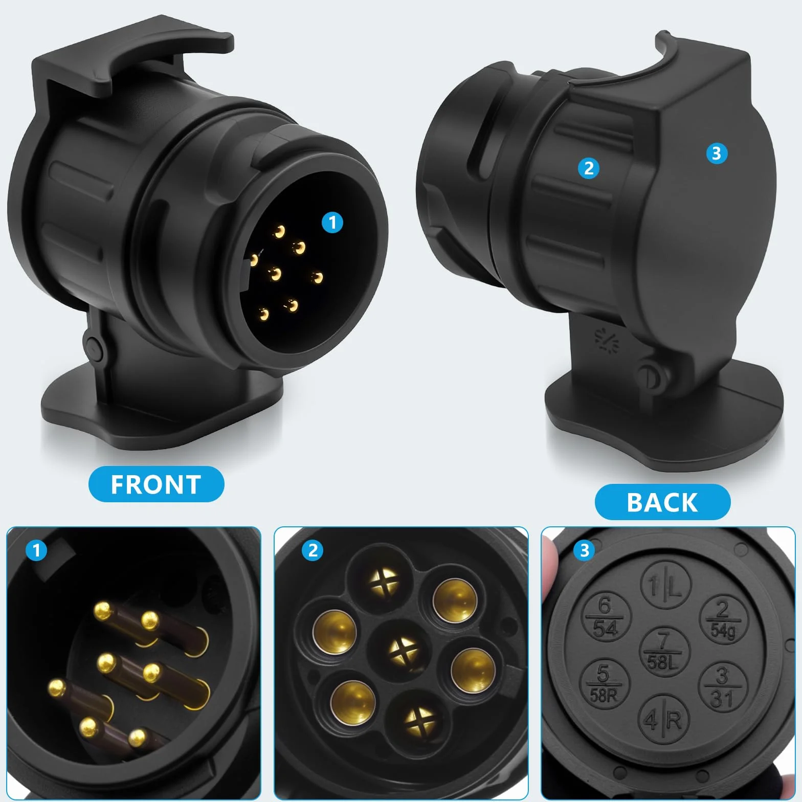 Adapter 13-7-biegunowy 12 V wodoodporny do przyczepy samochodowej RV hak holowniczy