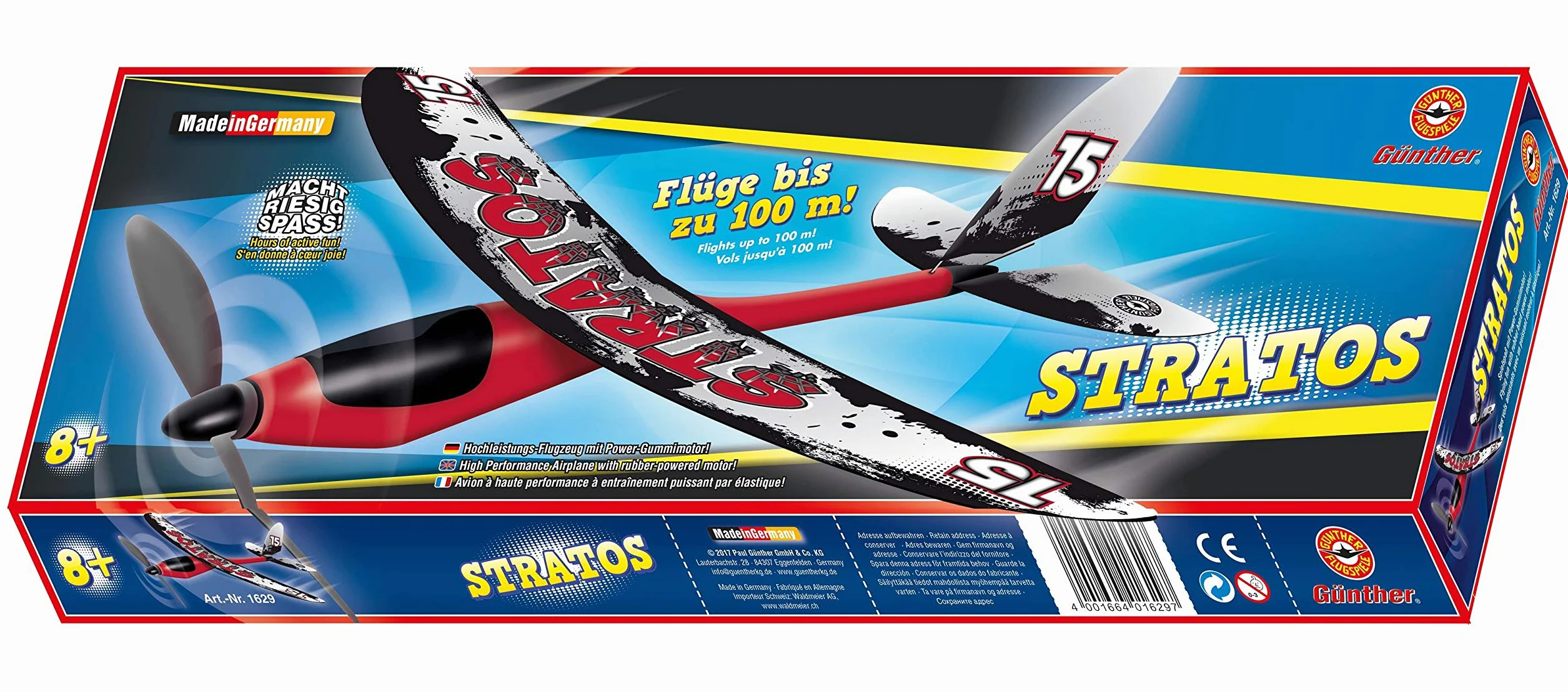 GÜNTHER FLUGSPIELE 1629 - silnik gumowy model lotniczy Stratos, ok. 53 x 50 cm