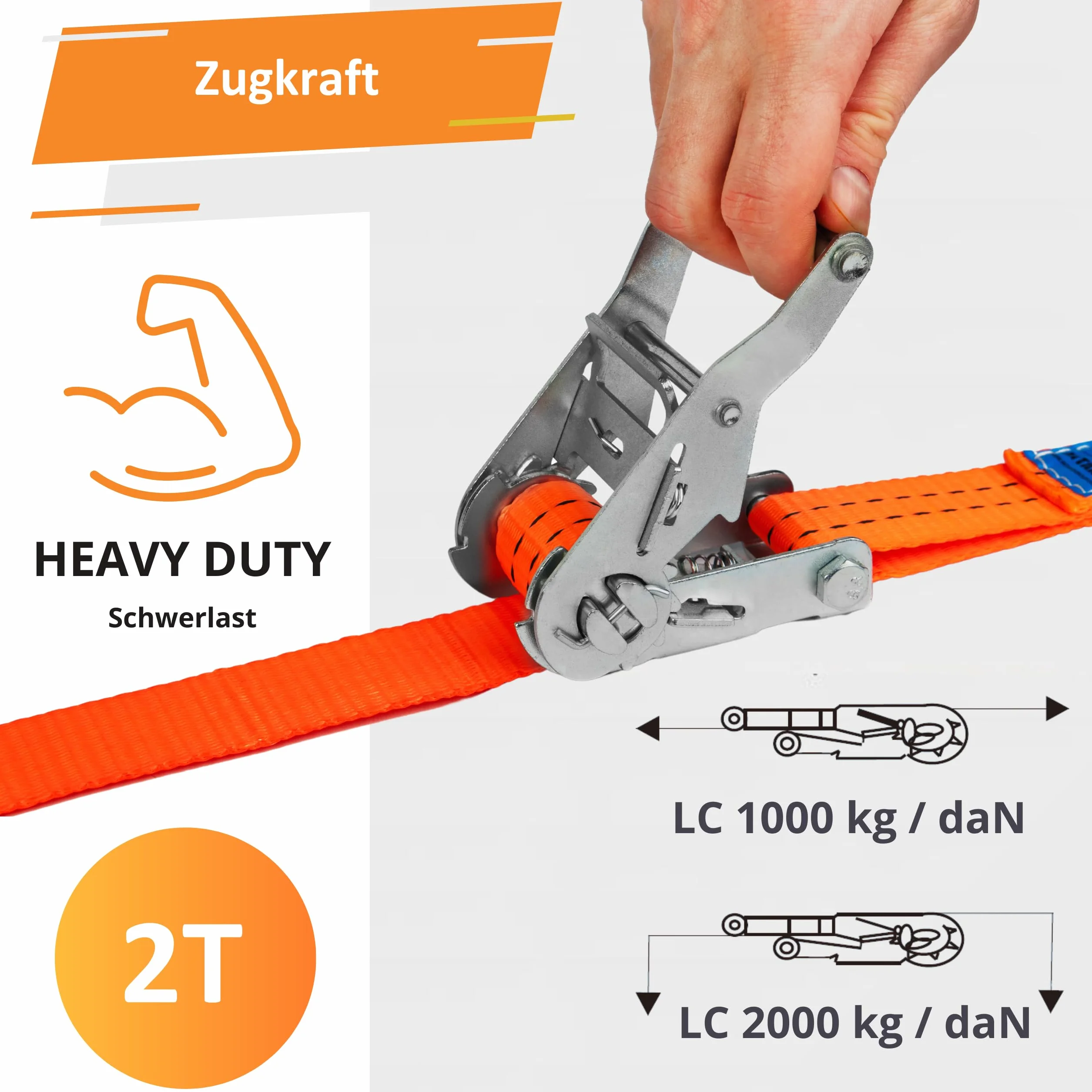 INTAKO Pasy Transportowe z Napinaczem 6m 2000kg 35mm Zestaw 4 Sztuk DIN EN 12195-2