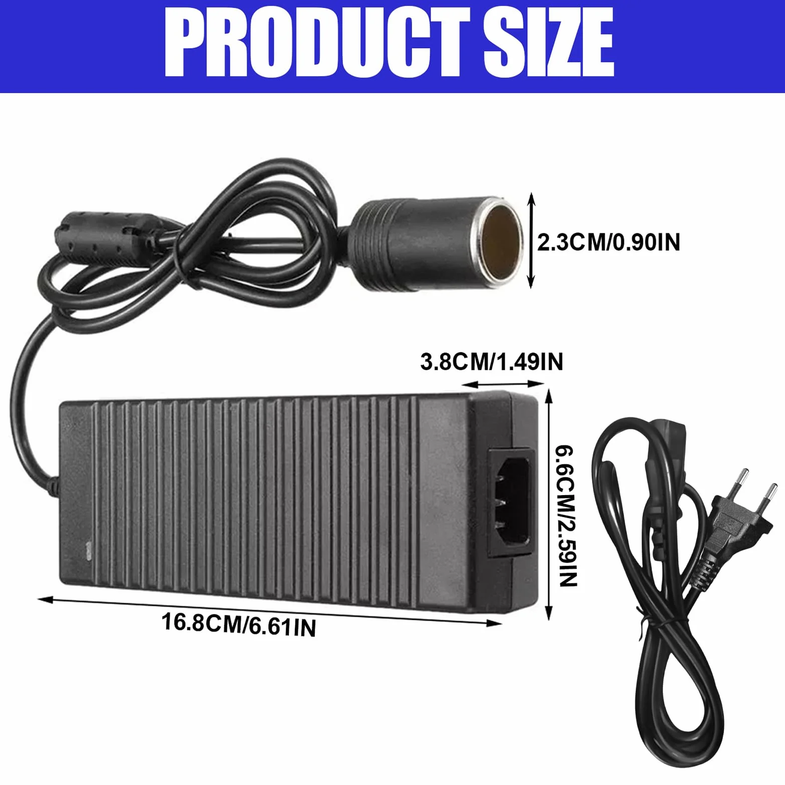 Przetwornica napięcia, 230 V na 12 V, adapter samochodowy 15 A, 180 W, maks. adapter inwerterowy z wtyczką zapalniczki samochodowej do lodówki i wyposażenia samochodu