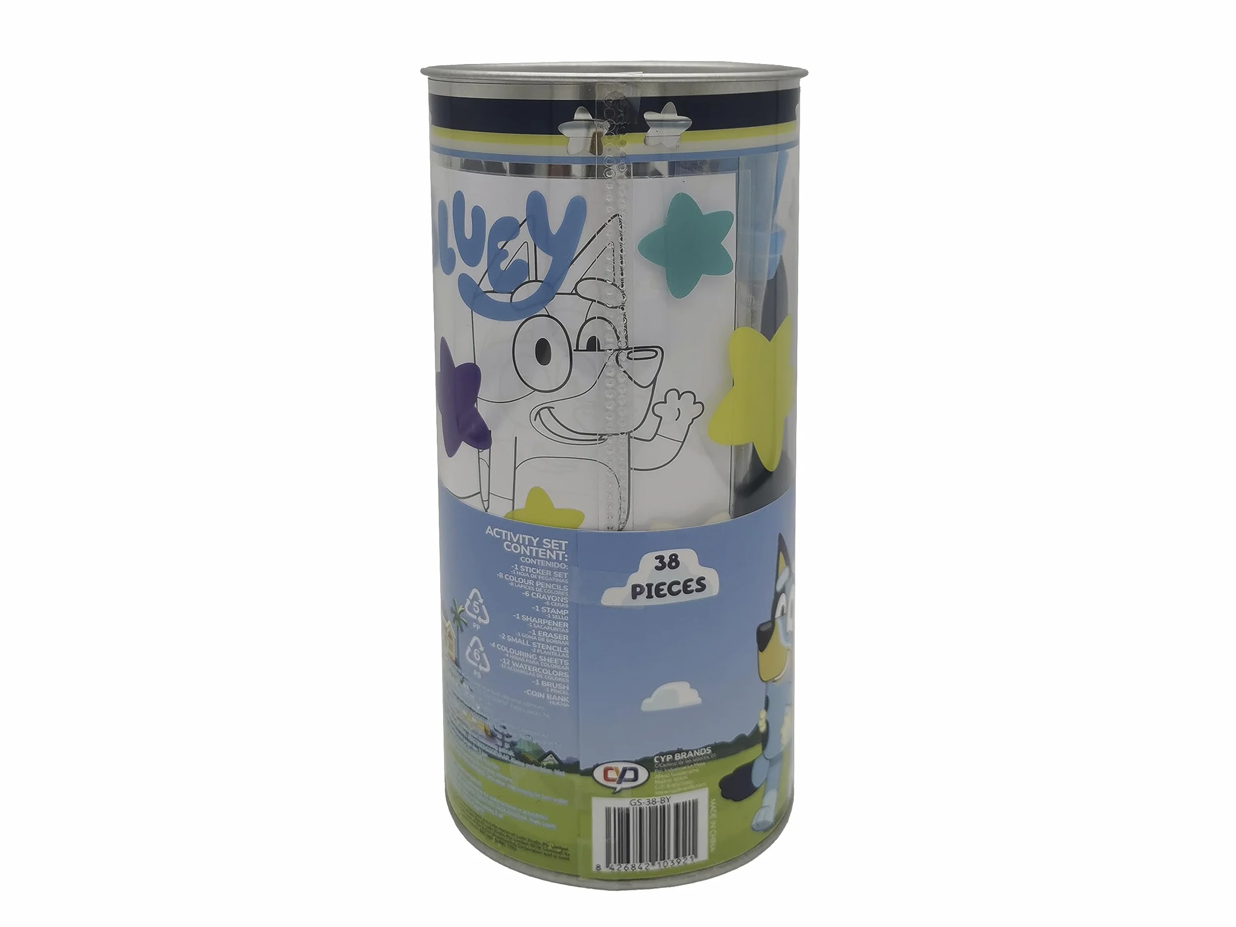 Bluey zestaw do rysowania, zestaw papeterii, materiały do rysowania, rękodzieło, skarbonka, farby, arkusze do rysowania, naklejki, oficjalny produkt (CyP Brands), Biały, 70AA
