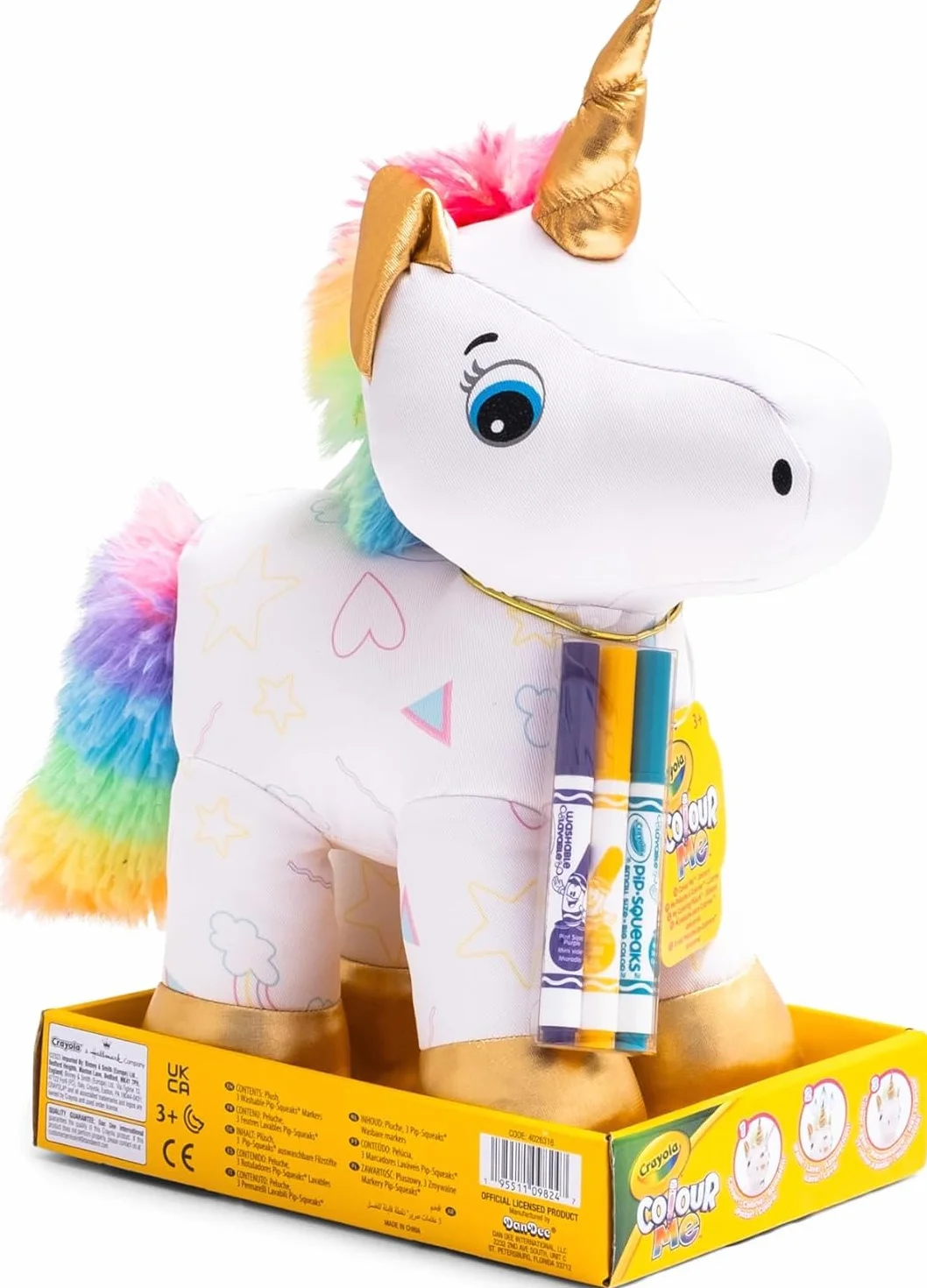 CRAYOLA - Colour Me Plush, pluszowa zabawka z 3 flamastrami, jednorożec, kreatywne zajęcie i prezent dla dzieci od 3 lat, 4026316