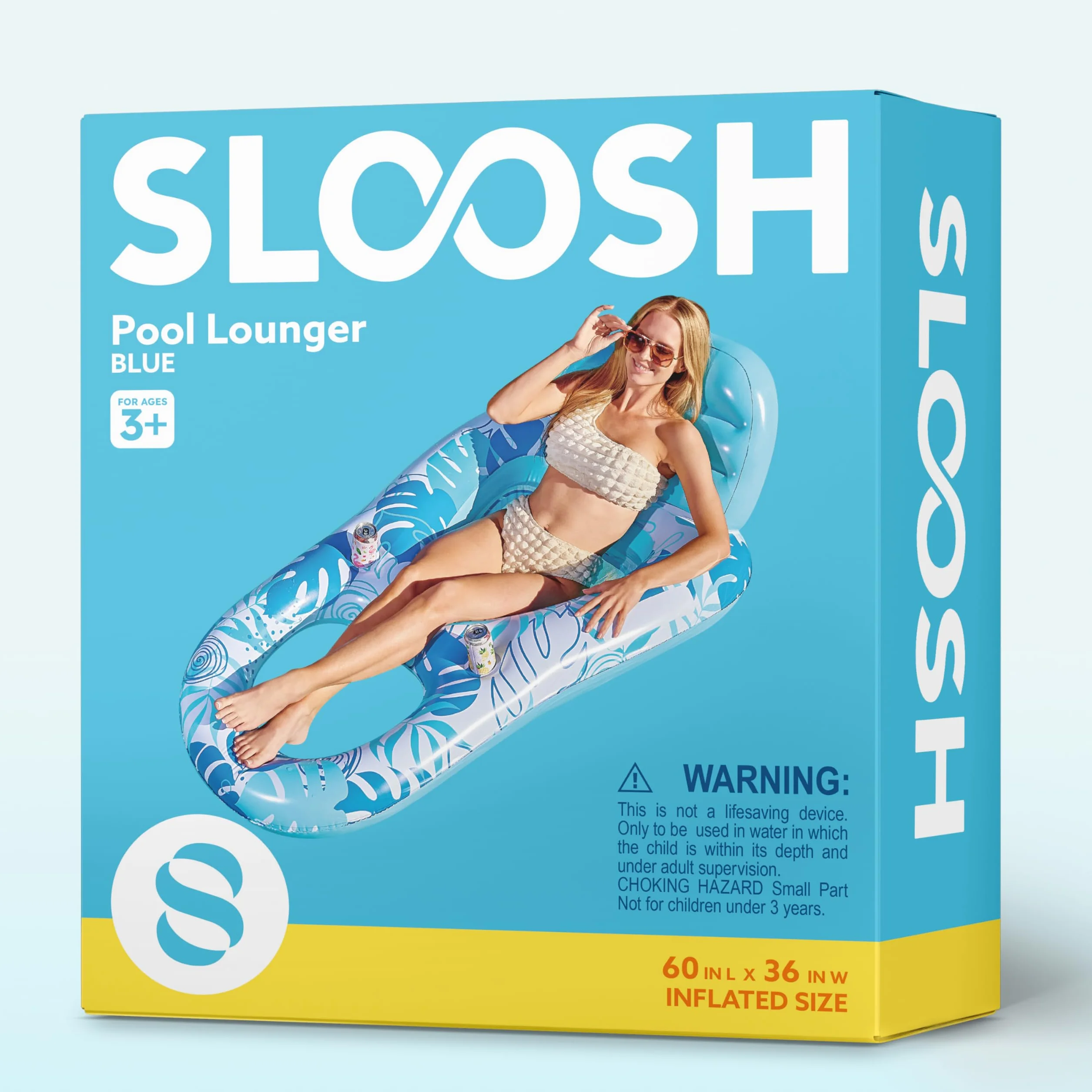 Sloosh Basen Lounge Float dla dorosłych, nadmuchiwany basen pływacki leżak pływający leżak pływający krzesło z uchwytami na kubki podnóżek pływak basen pływacki