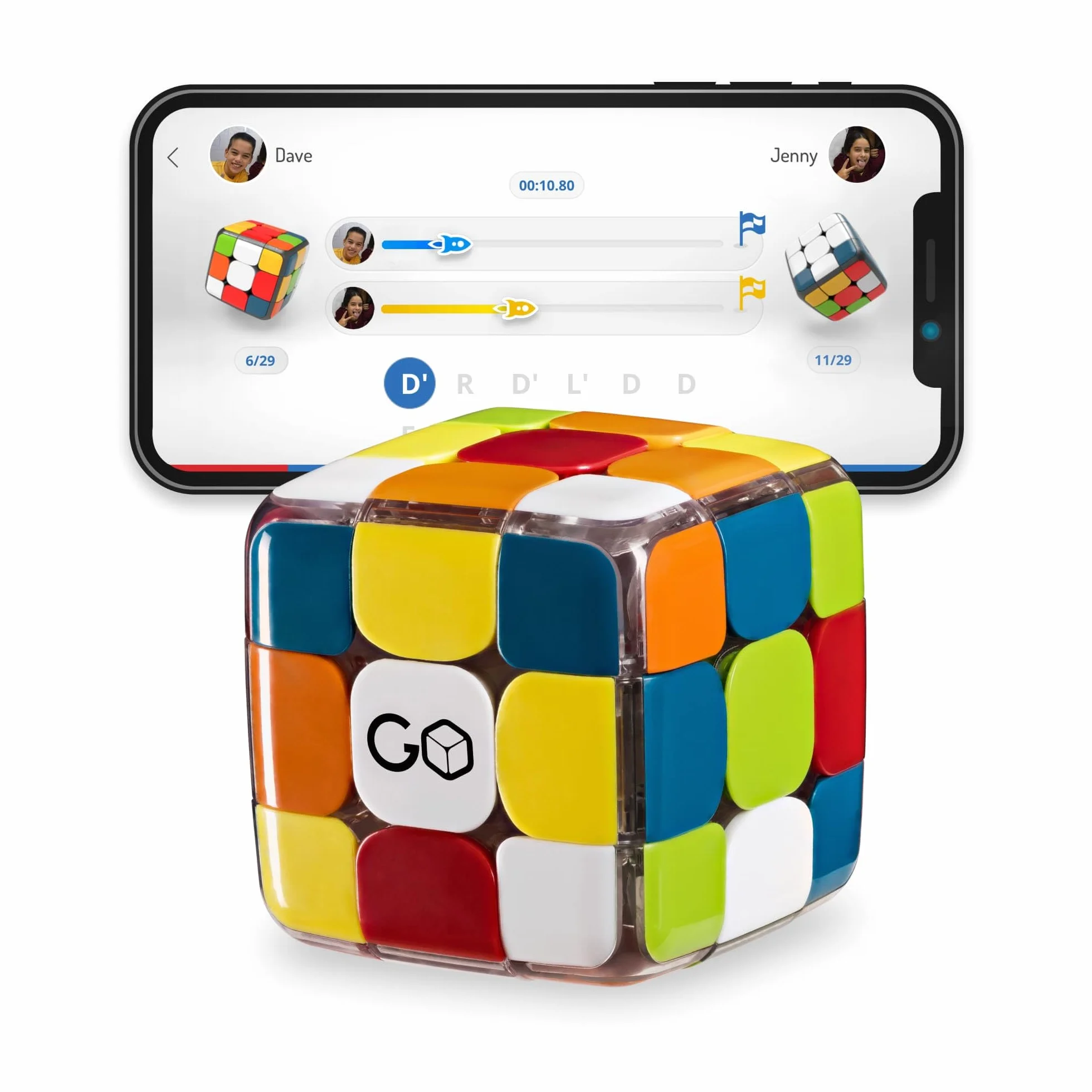 GoCube Edge - połączona elektroniczna kostka Bluetooth. Inteligentna magnetyczna kostka 3x3 bez naklejek Speed Cube Tracker dla dzieci, nastolatków i dorosłych. Interaktywna łamigłówka STEM 3D Puzzle