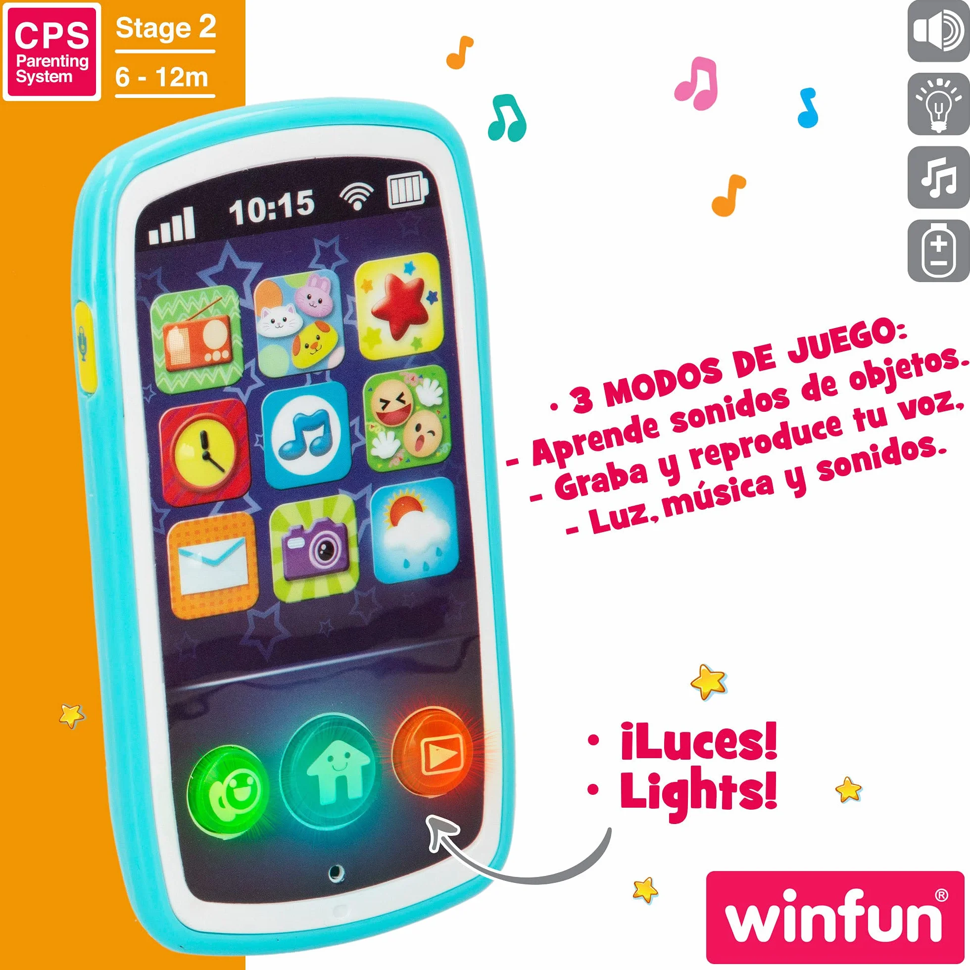 winfun (44523), muzyczny telefon komórkowy dla dzieci, różne kolory/wzory