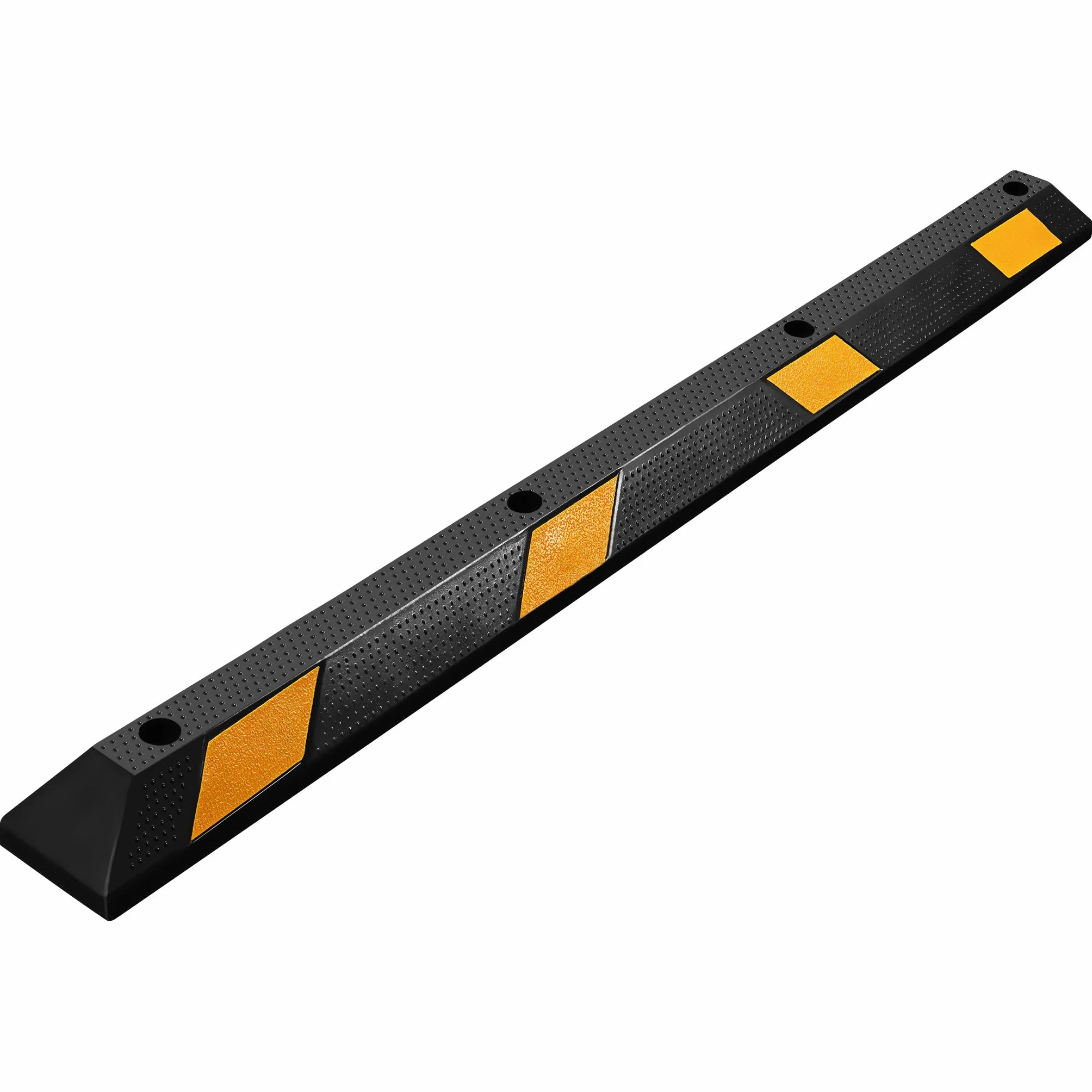 Wiltec Ogranicznik parkingowy 183 x 15 x 10 cm czarny z żółtą taśmą odblaskową, odbojnik gumowy do garażu i parkingu