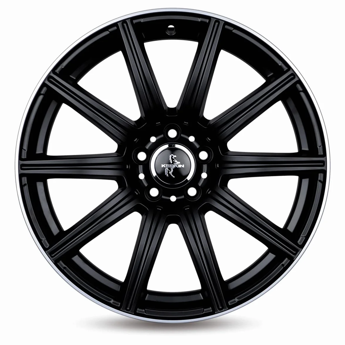 KESKIN KT16 Felgi Aluminiowe 8x18 ET30 5x112 Otwór Centralny 66,60 mm Matowa Czerń z Polerowanym Rantem