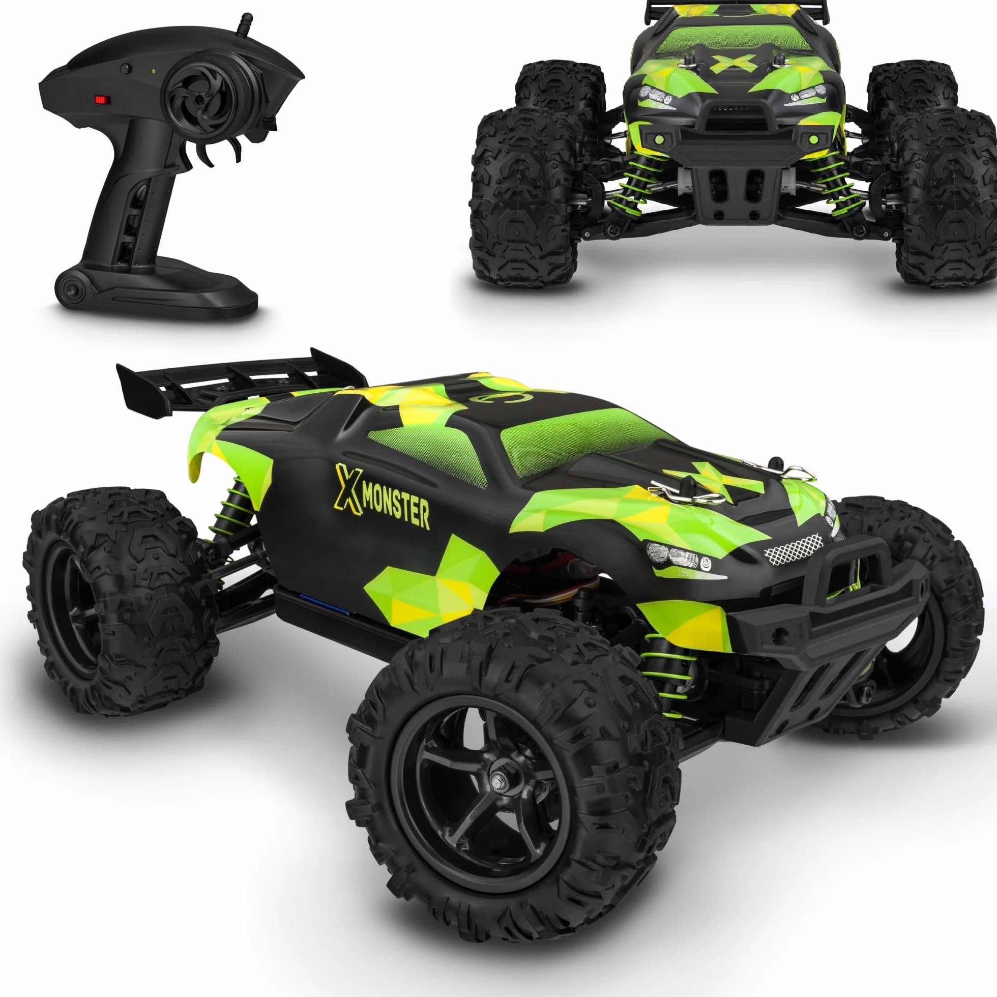 Overmax X-Monster Truck Zdalnie Sterowany Samochód RC 30 km/h 1:18, Zasięg do 100 m, Napęd 4x4, Amortyzatory Pilot, Jazda bez Ładowania 40 min, 2 Baterie 850 mAh dla Dzieci 14 +
