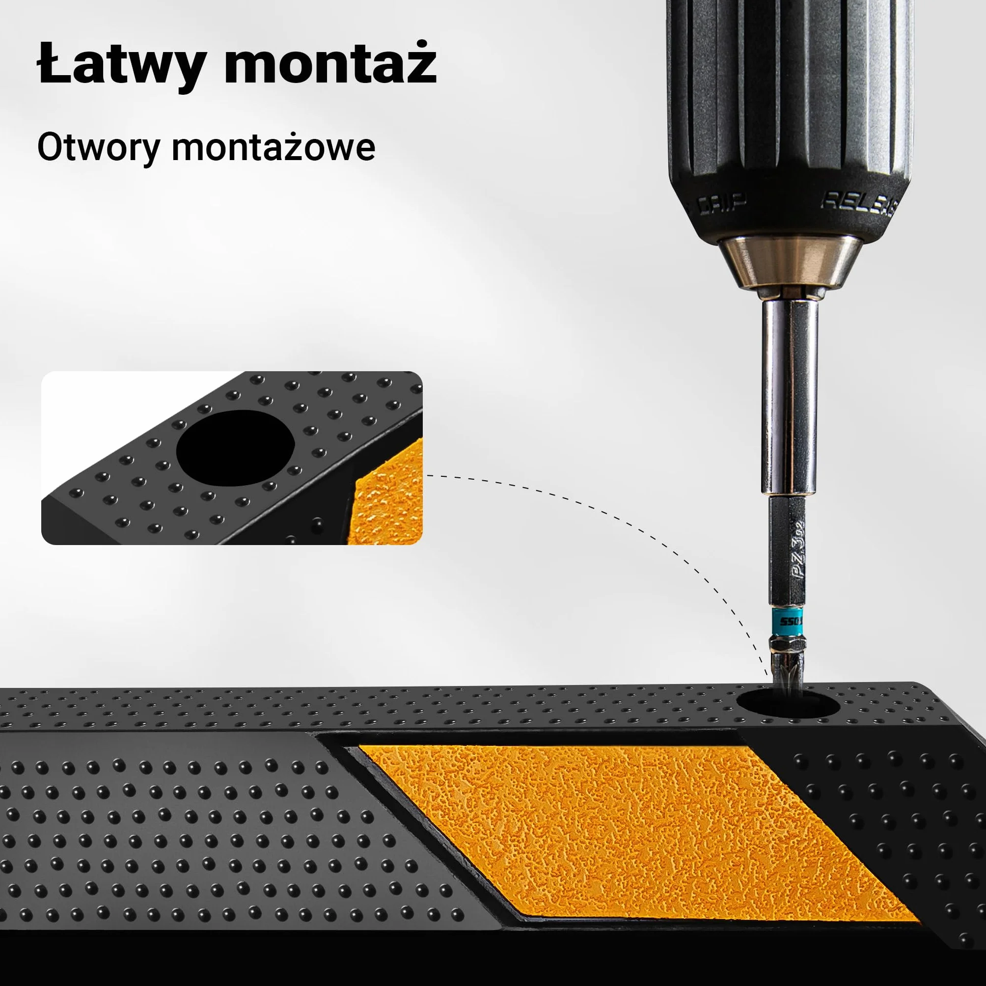 Wiltec Ogranicznik parkingowy 183 x 15 x 10 cm czarny z żółtą taśmą odblaskową, odbojnik gumowy do garażu i parkingu