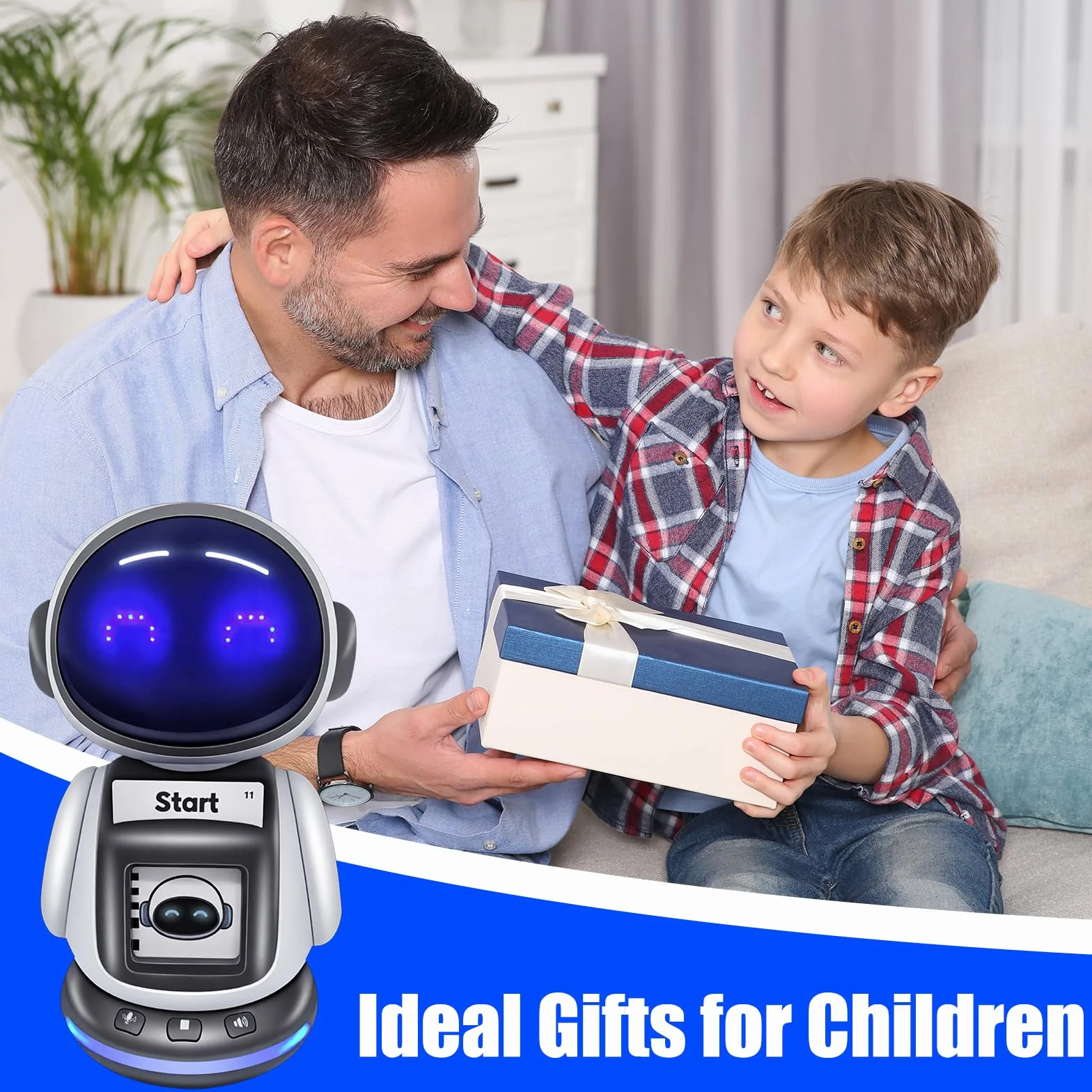 OBEST 2.4G Remote Control Robot z kartą Detekcja polecenia,Funkcja nagrywania i zmiany dźwięku,Światła ekspresji, 4-kierunkowe elastyczne sterowanie,Dzieci Wczesna Edukacja Głos Zabawki edukacyjne